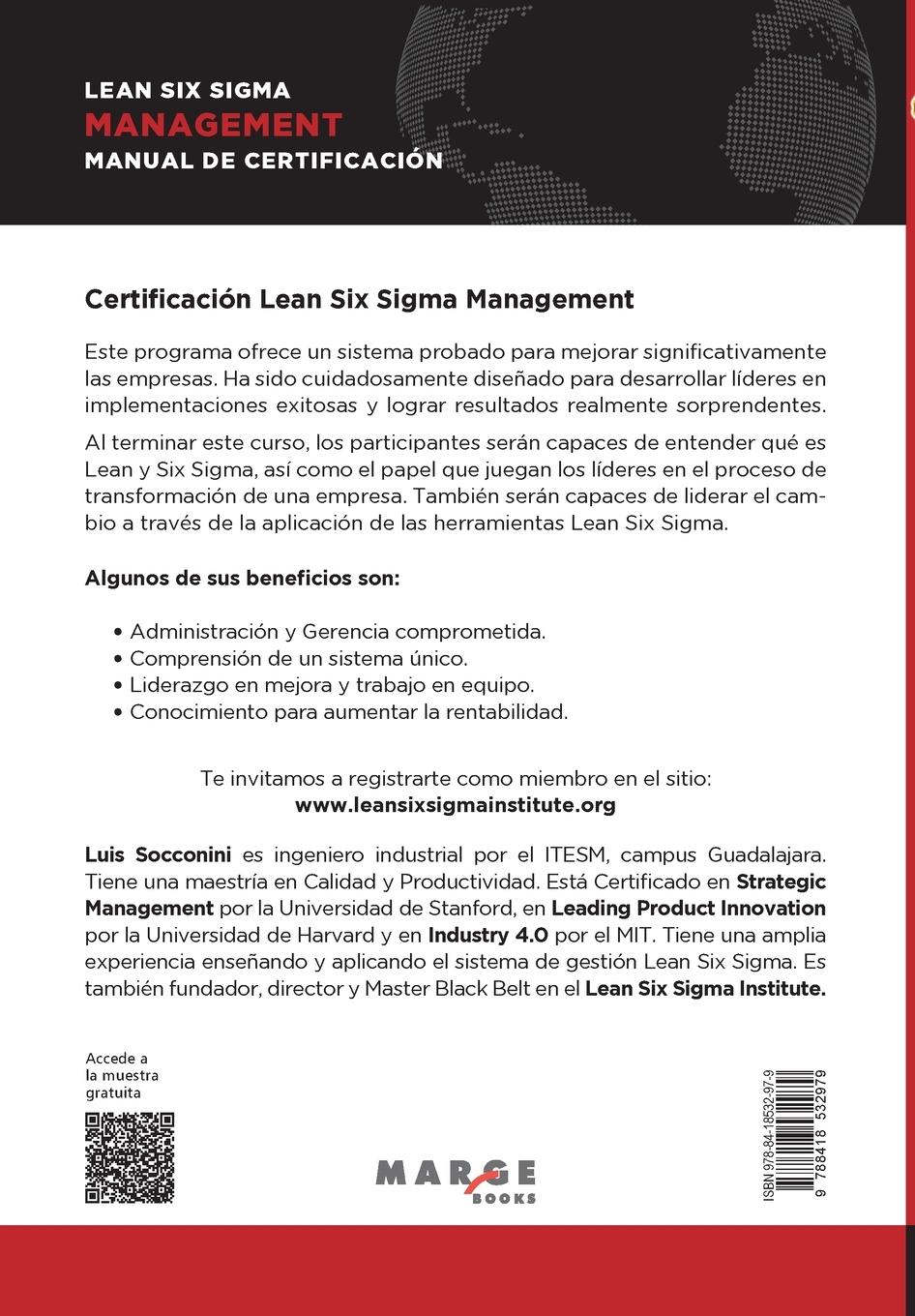 Rückseitencover Lean Six Sigma Management. Manual de certificación