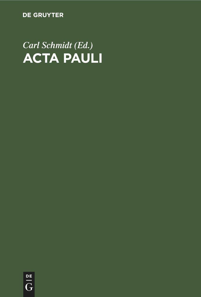 Vorderes Coverbild Acta Pauli