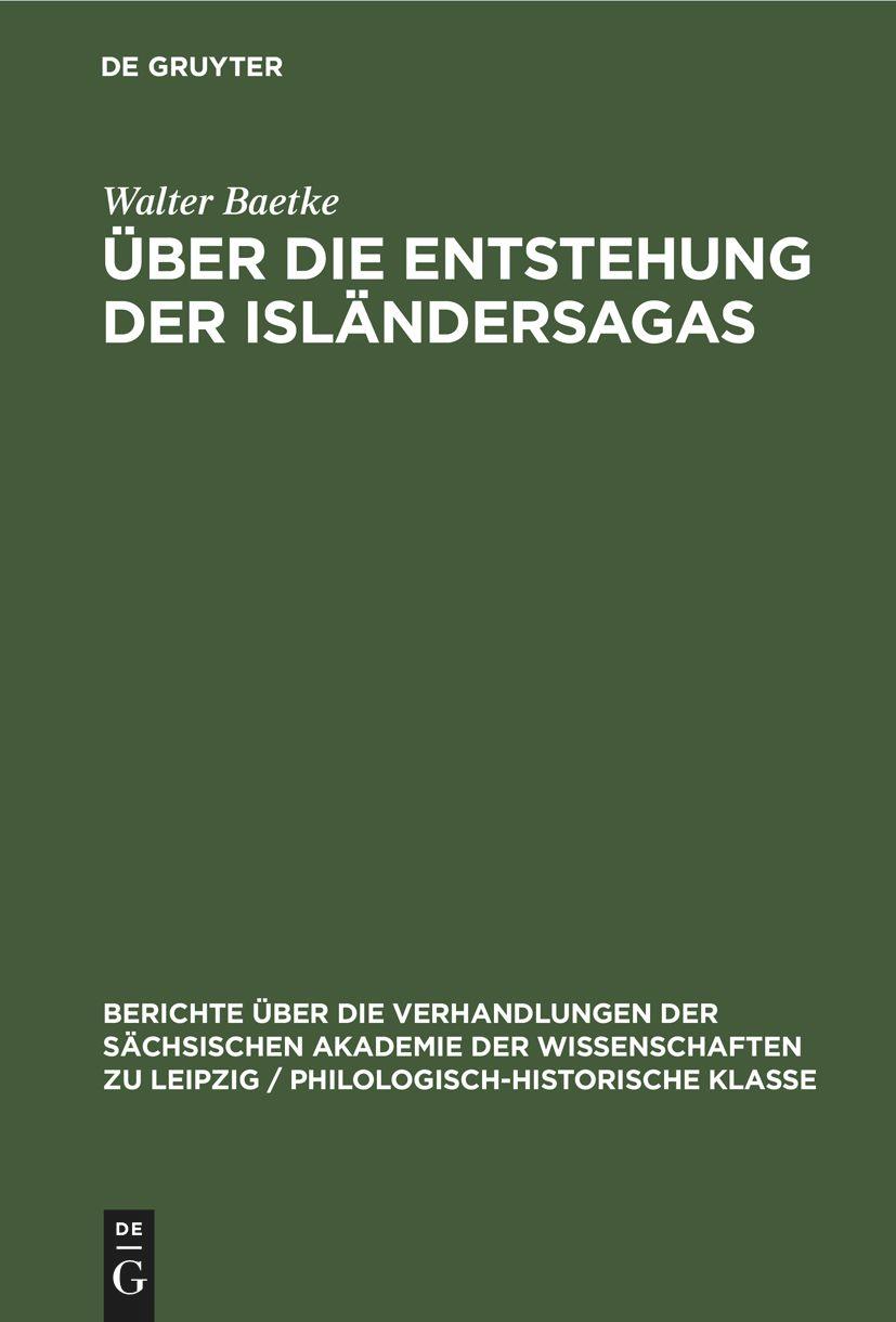 Vorderes Coverbild Über die Entstehung der Isländersagas