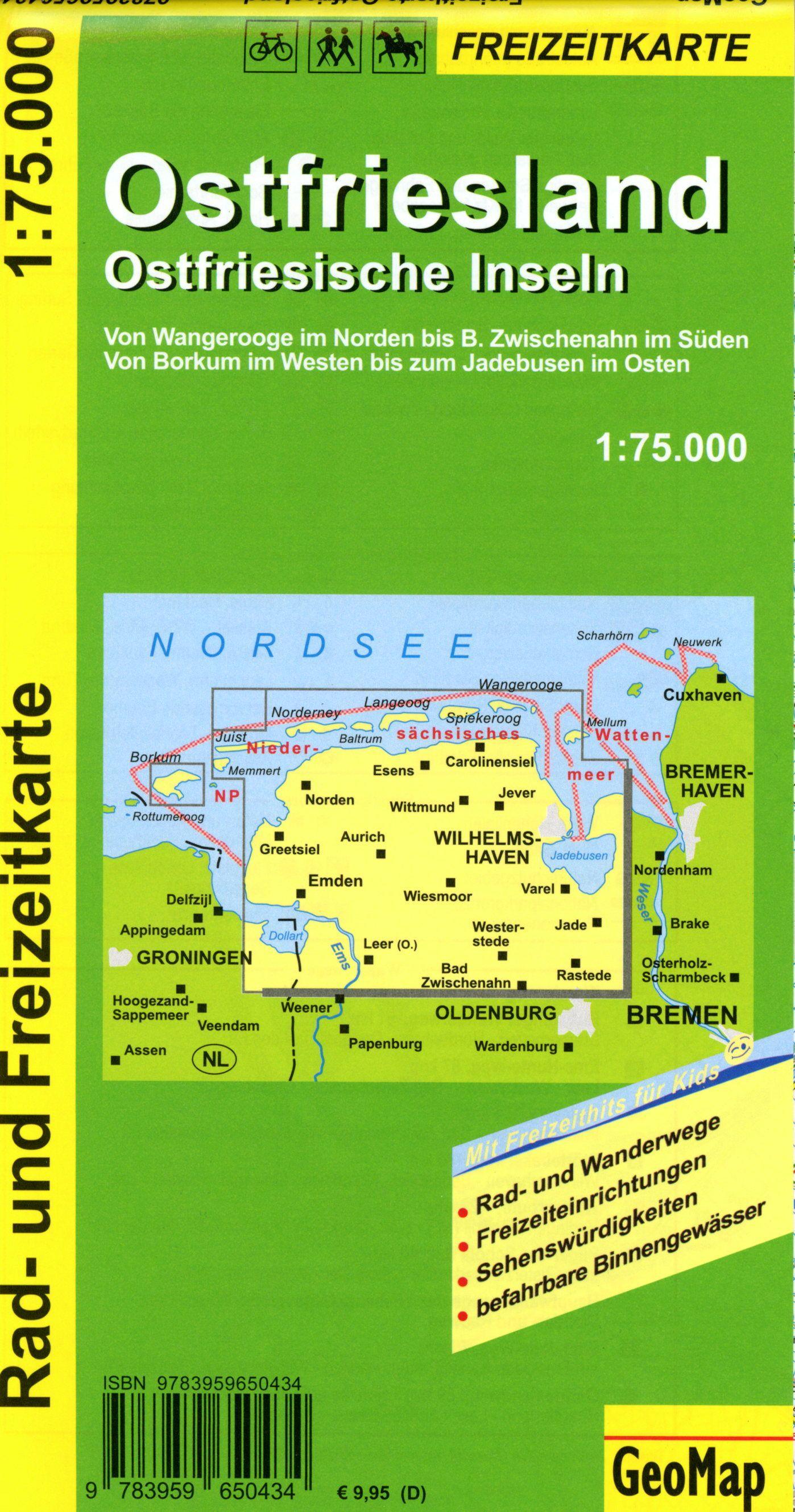 Beispielinhalt (Bild) Ostfriesland Ostfriesische Inseln 1:75.000 Rad- und Freizeitkarte