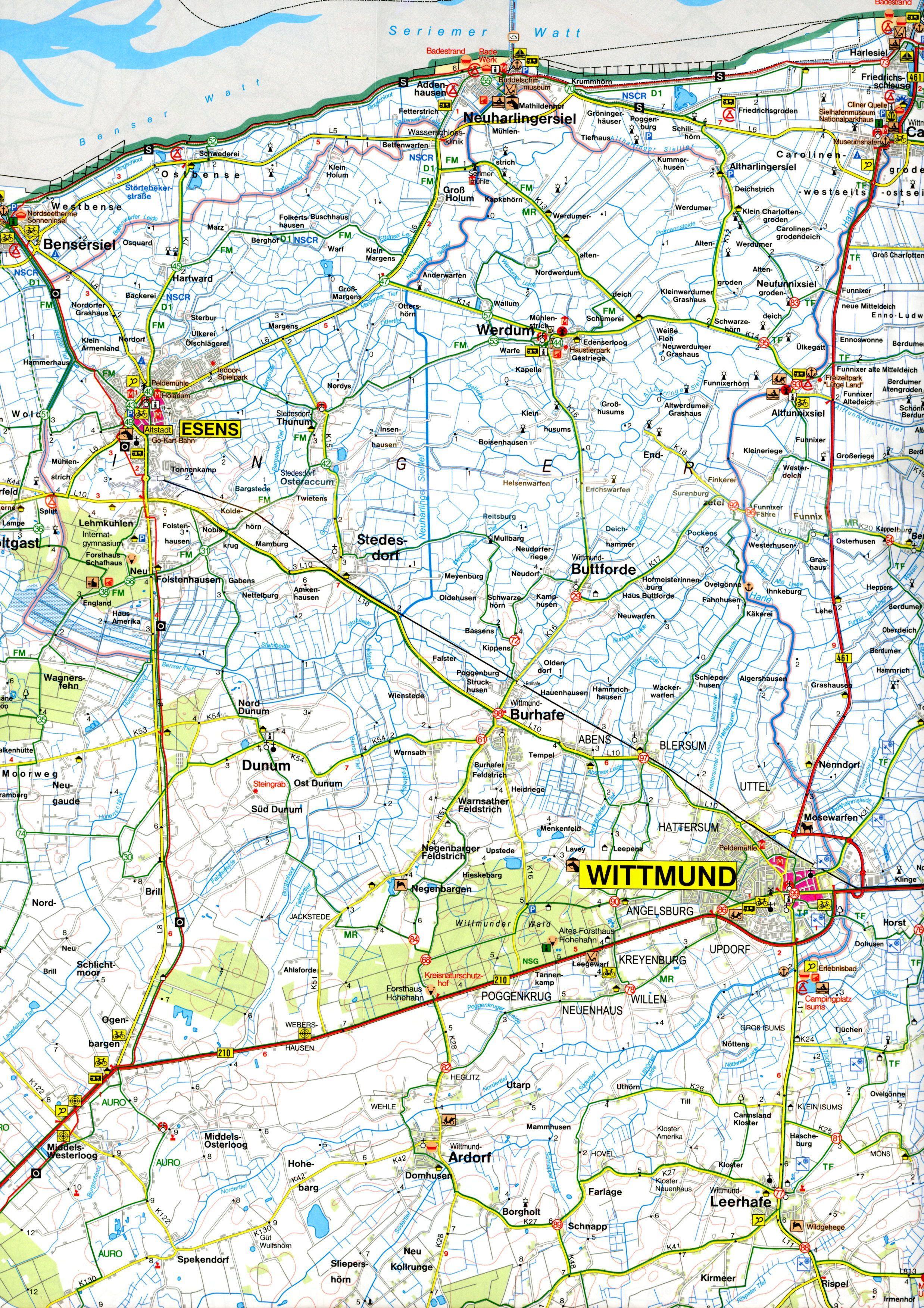 Beispielinhalt (Bild) Ostfriesland Ostfriesische Inseln 1:75.000 Rad- und Freizeitkarte