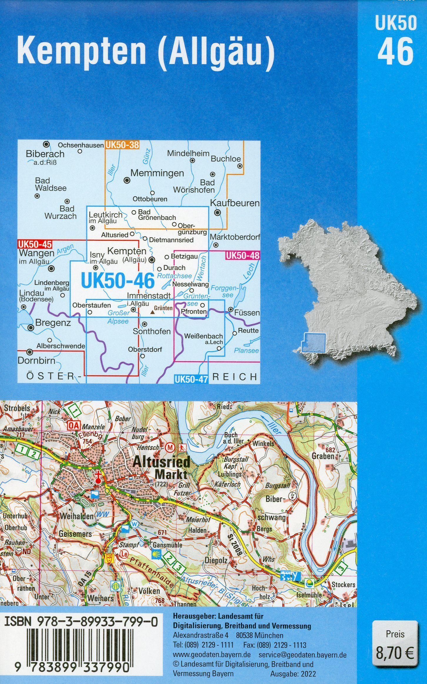 Beispielinhalt (Bild) Kempten (Allgäu) 1 : 50 000 (UK50-46)