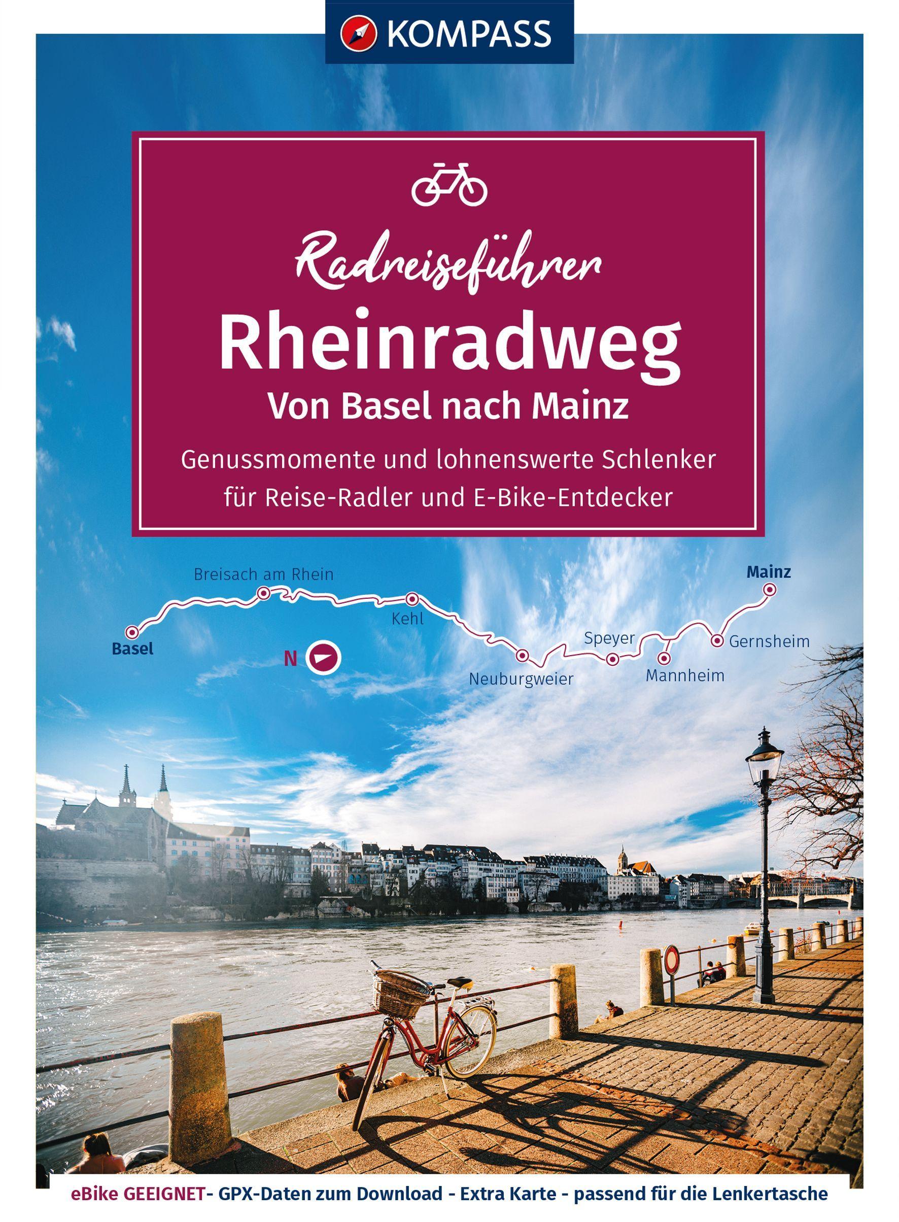 Vorderes Coverbild KOMPASS Radreiseführer Rheinradweg von Basel bis Mainz