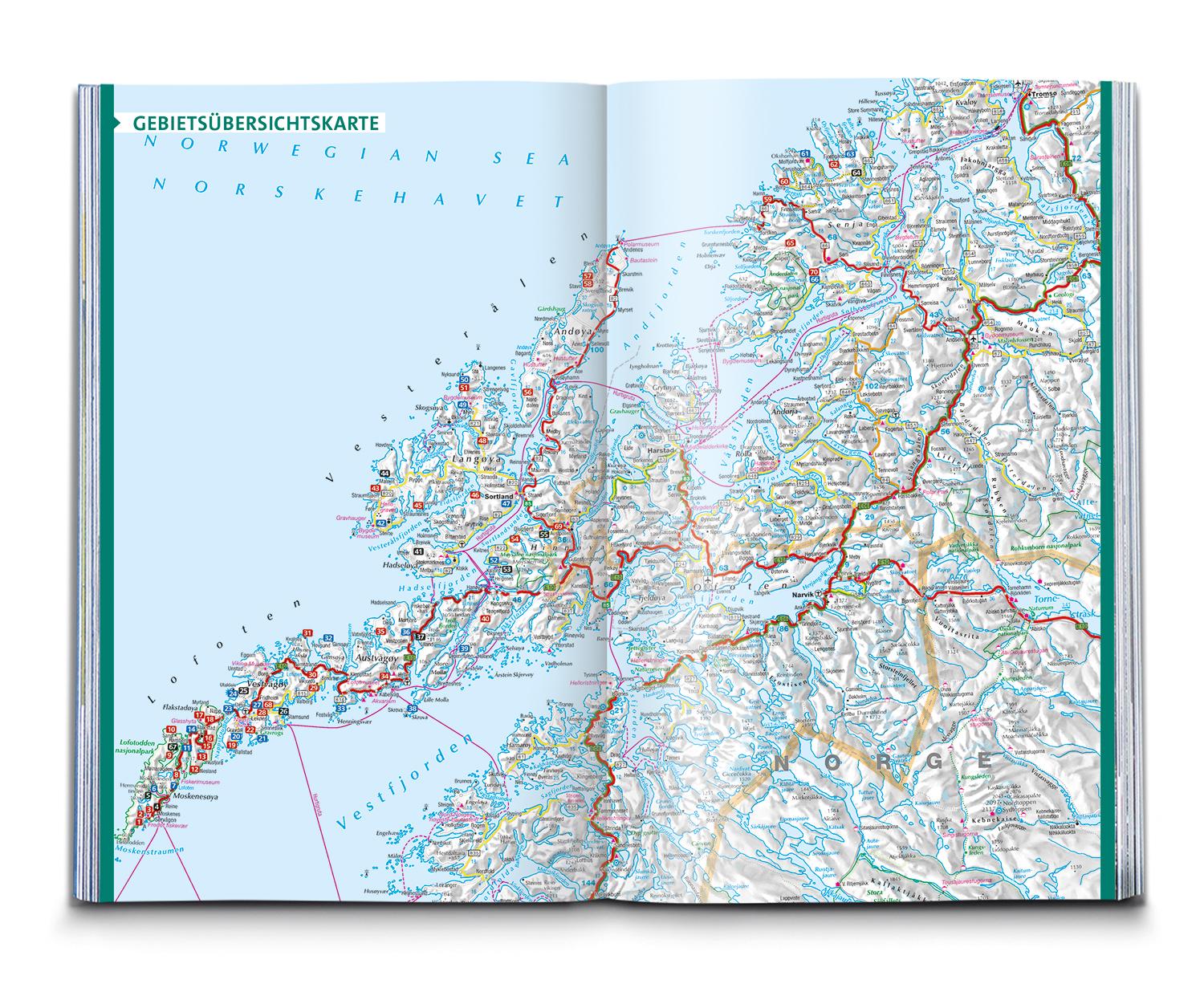 Beispielinhalt (Bild) KOMPASS Wanderführer Lofoten, Vesterålen und Senja, 70 Touren mit Extra-Tourenkarte