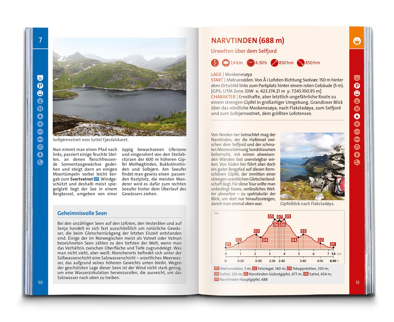 Beispielinhalt (Bild) KOMPASS Wanderführer Lofoten, Vesterålen und Senja, 70 Touren mit Extra-Tourenkarte