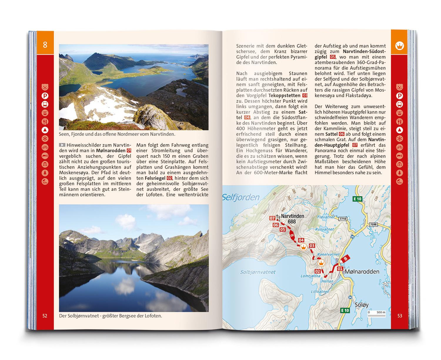 Beispielinhalt (Bild) KOMPASS Wanderführer Lofoten, Vesterålen und Senja, 70 Touren mit Extra-Tourenkarte