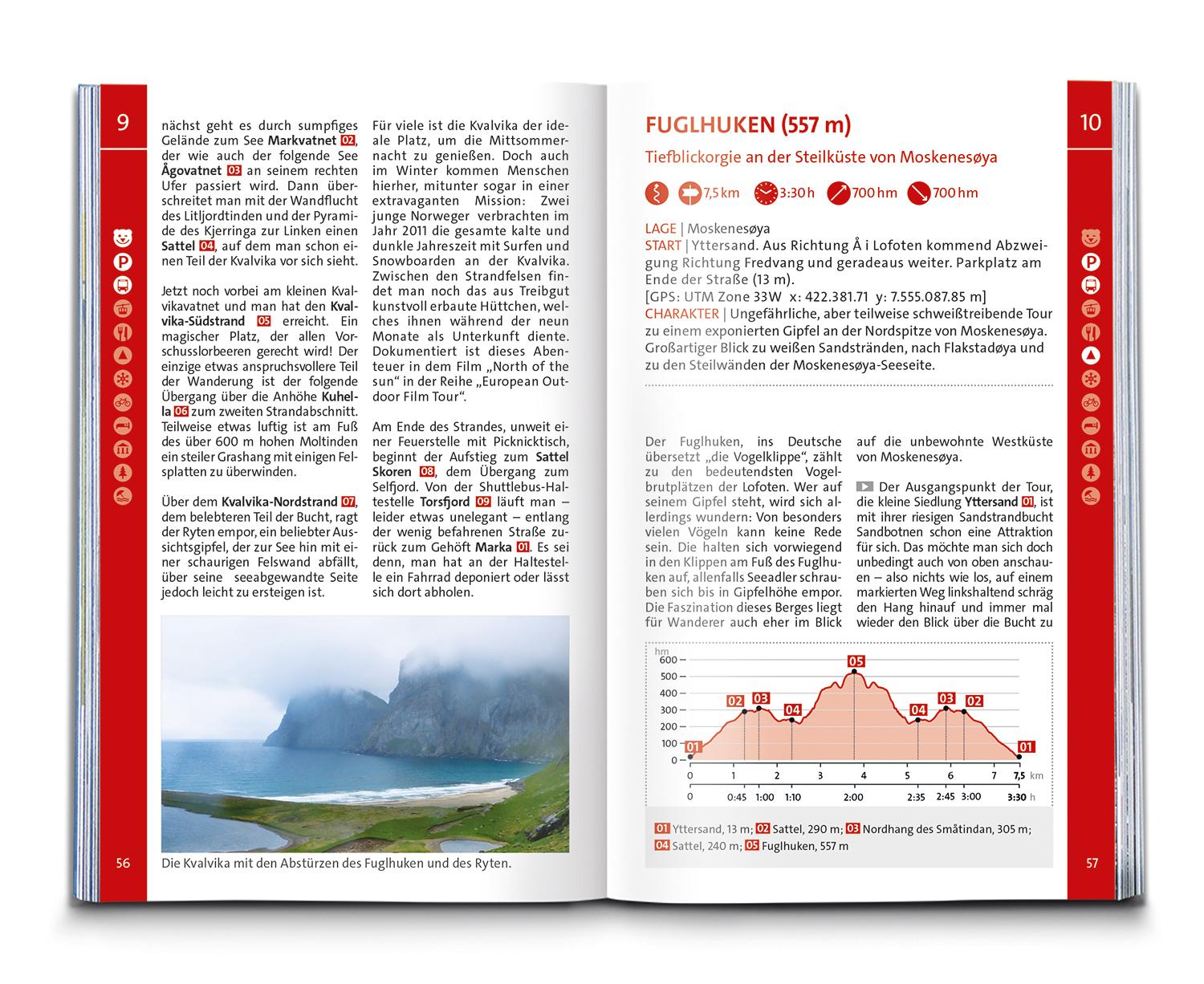 Beispielinhalt (Bild) KOMPASS Wanderführer Lofoten, Vesterålen und Senja, 70 Touren mit Extra-Tourenkarte