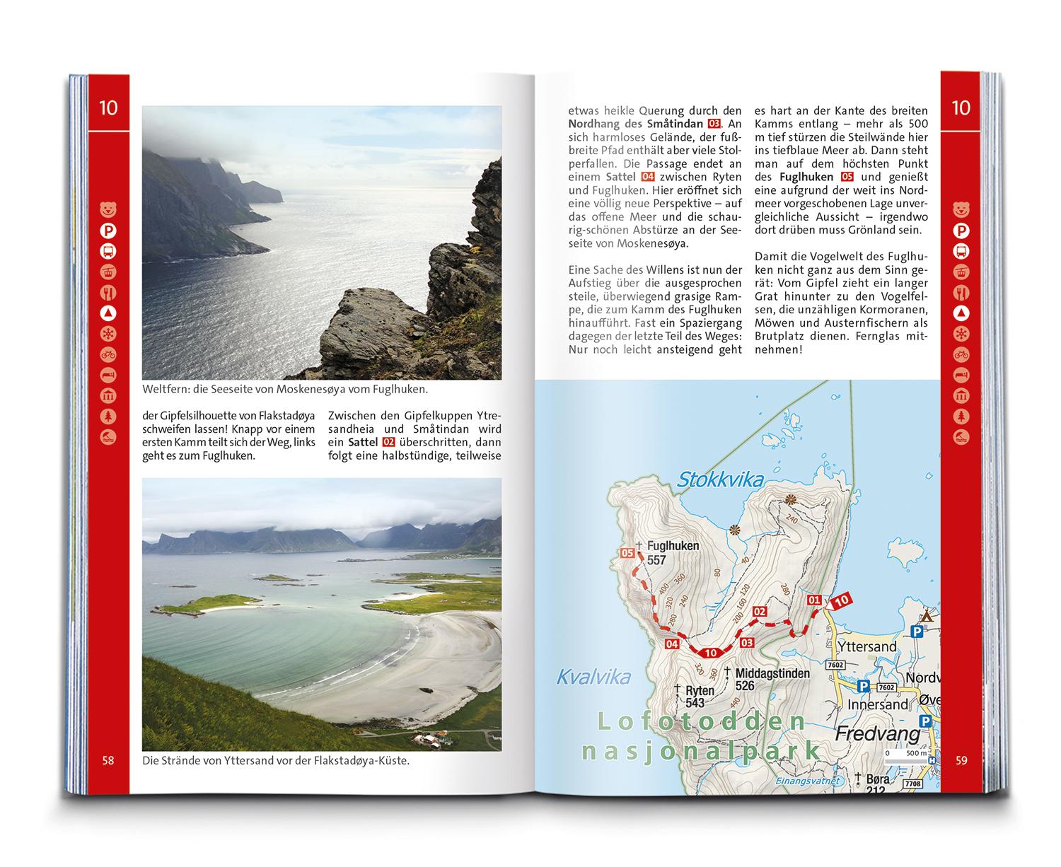 Beispielinhalt (Bild) KOMPASS Wanderführer Lofoten, Vesterålen und Senja, 70 Touren mit Extra-Tourenkarte