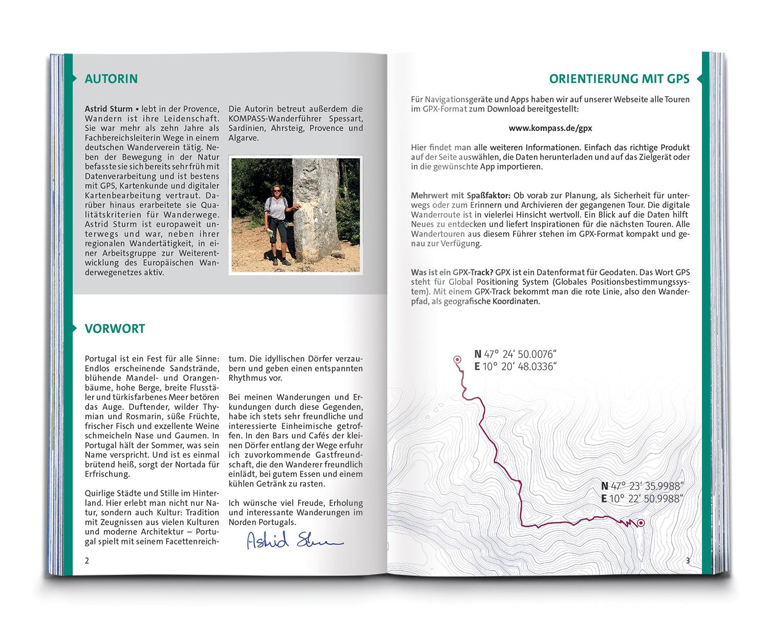 Beispielinhalt (Bild) KOMPASS Wanderführer Portugal Nord, 55 Touren mit Extra-Tourenkarte