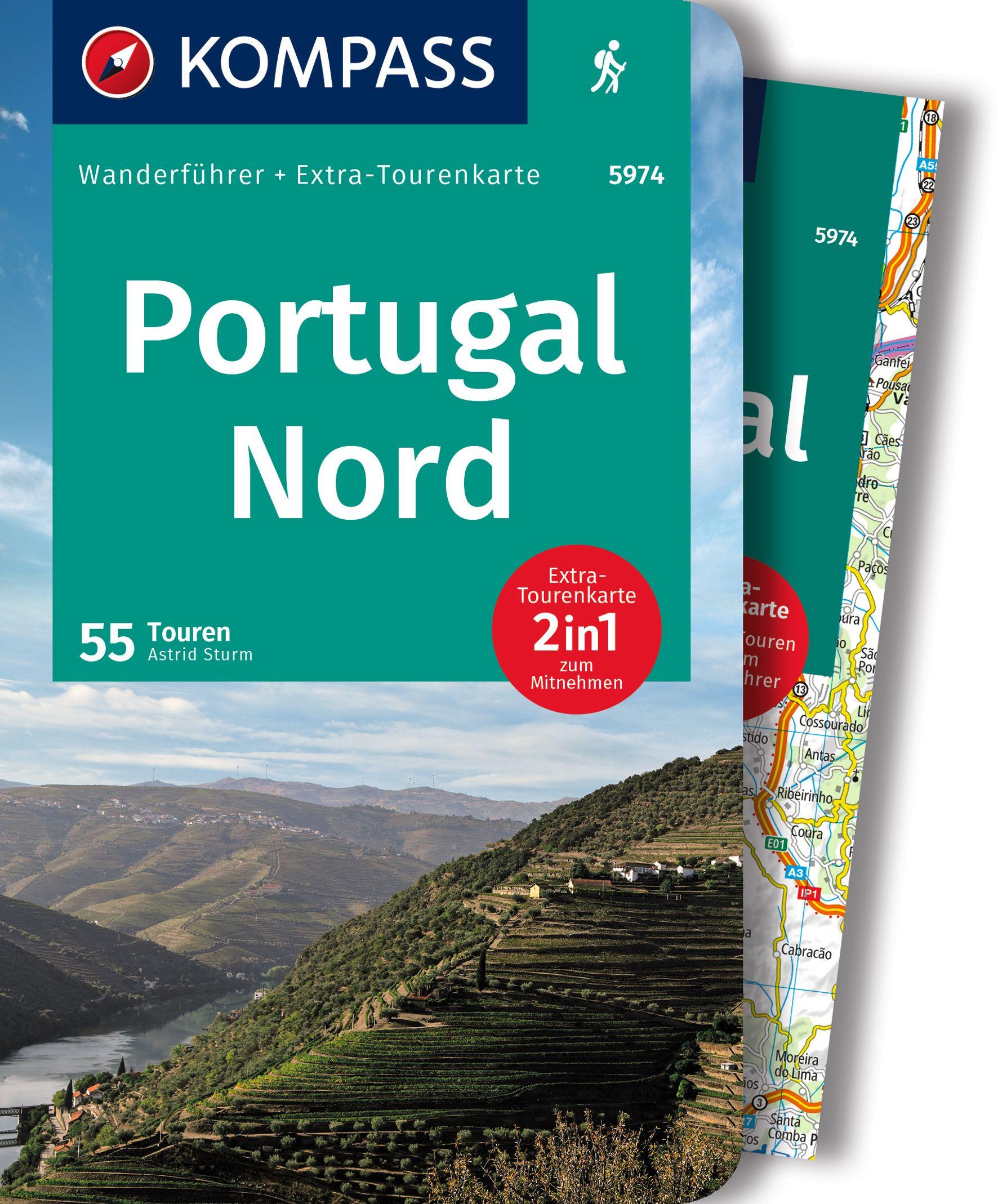 Vorderes Coverbild KOMPASS Wanderführer Portugal Nord, 55 Touren mit Extra-Tourenkarte