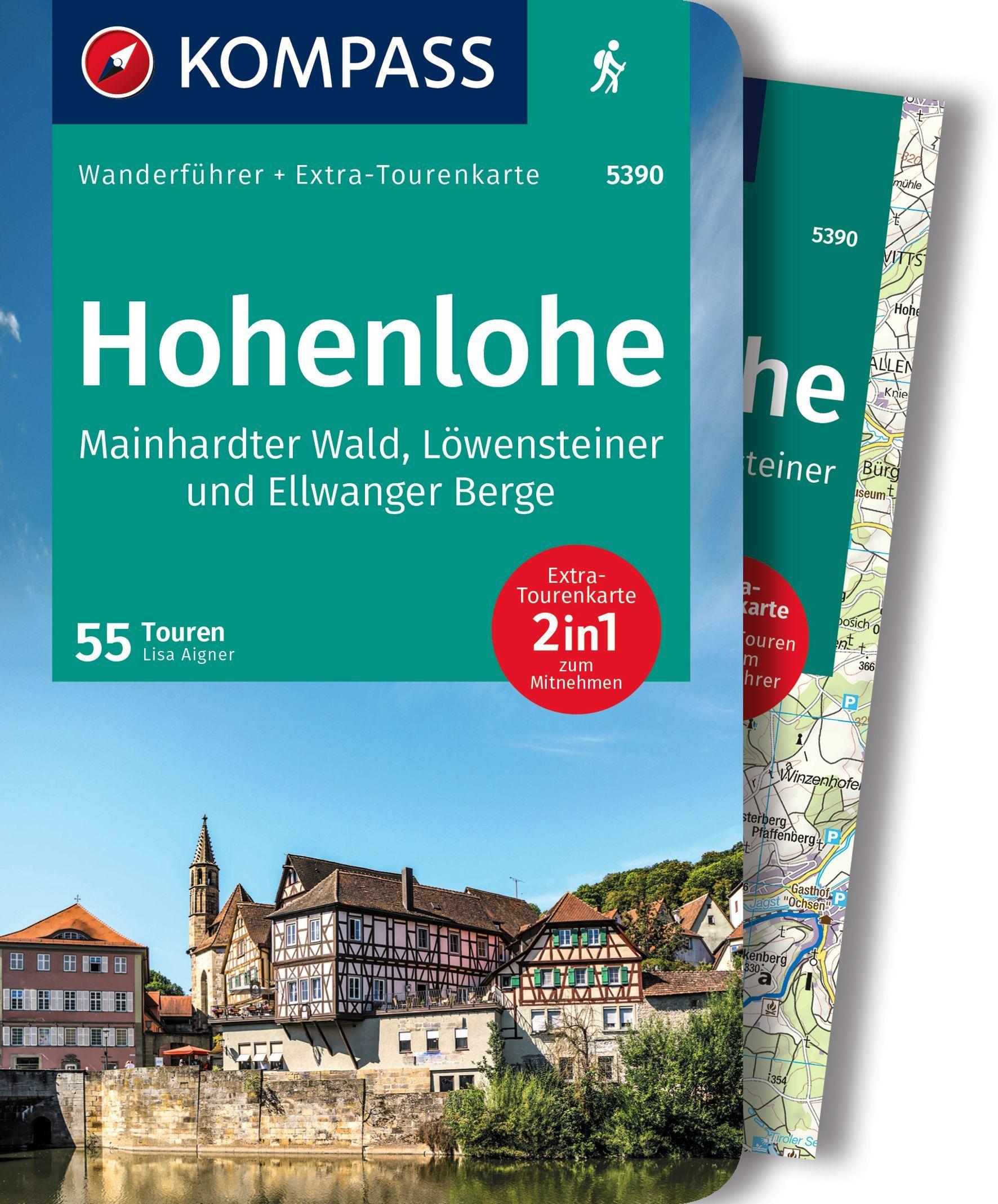 Vorderes Coverbild KOMPASS Wanderführer Hohenlohe, Mainhardter Wald, Löwensteiner und Ellwanger Berge, 55 Touren mit Extra-Tourenkarte
