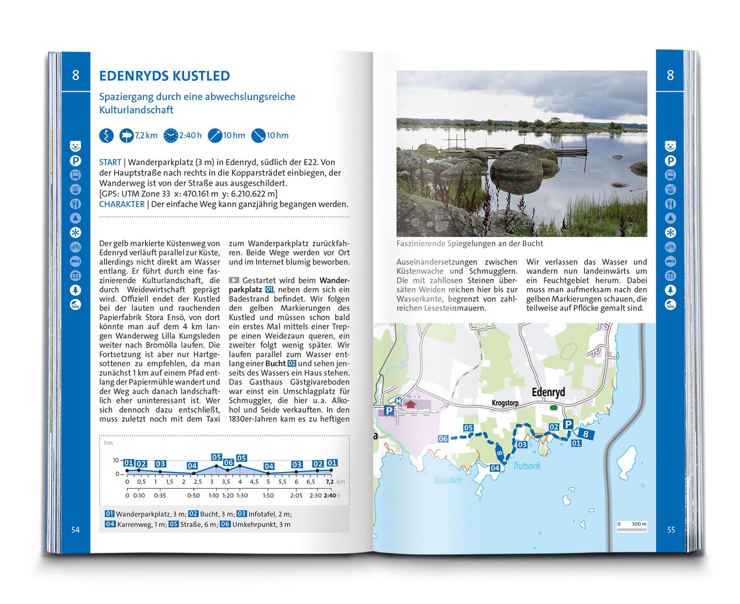 Beispielinhalt (Bild) KOMPASS Wanderführer Schweden Süd und Mitte, Von Skåne bis Dalarna, 80 Touren mit Extra-Tourenkarte