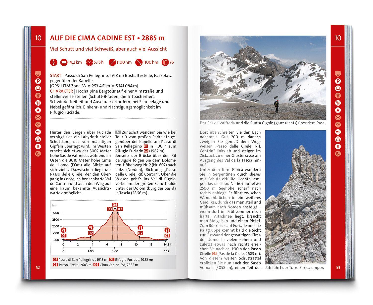 Beispielinhalt (Bild) KOMPASS Wanderführer Fassatal, Rosengarten, 60 Touren mit Extra-Tourenkarte