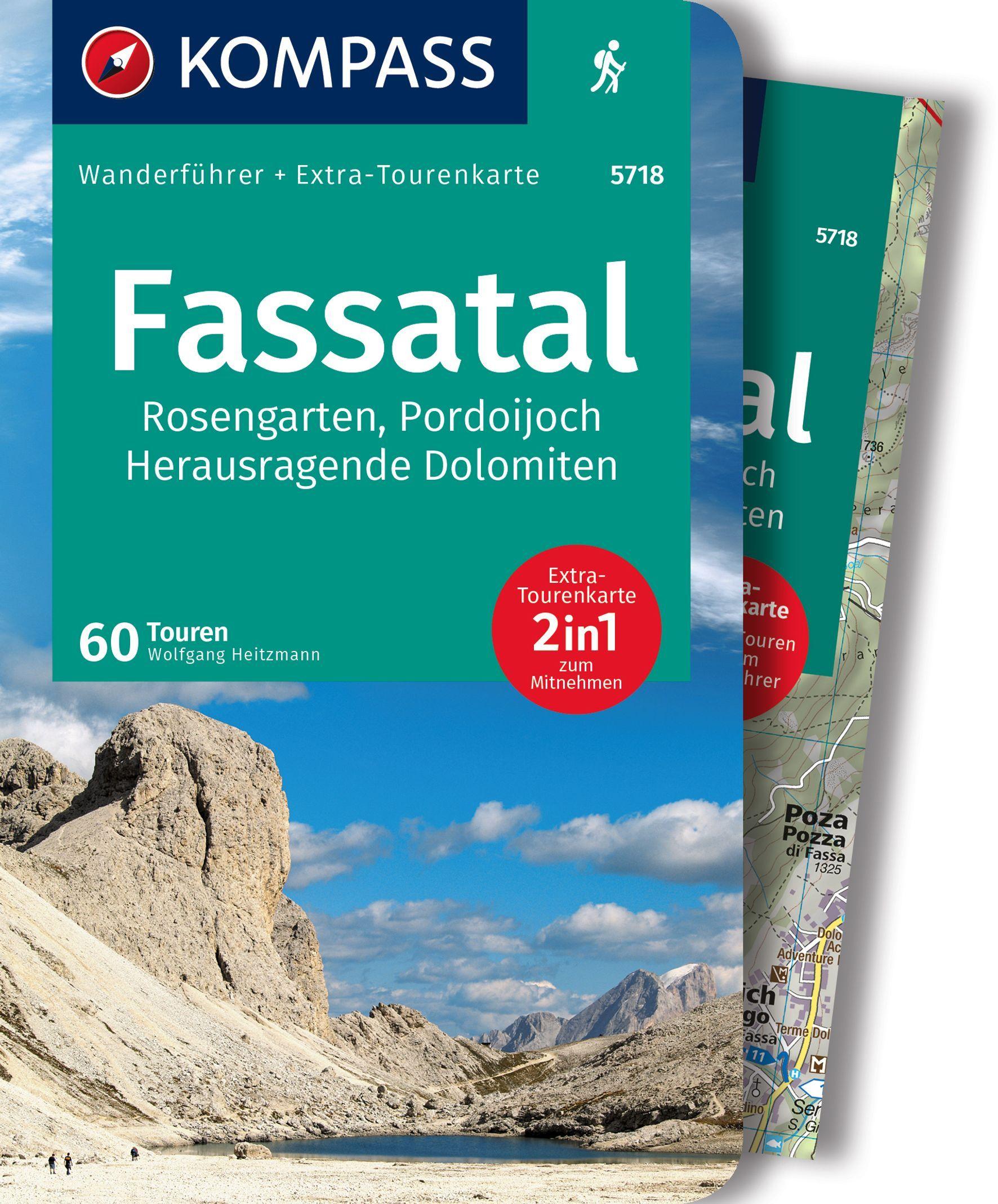 Vorderes Coverbild KOMPASS Wanderführer Fassatal, Rosengarten, 60 Touren mit Extra-Tourenkarte
