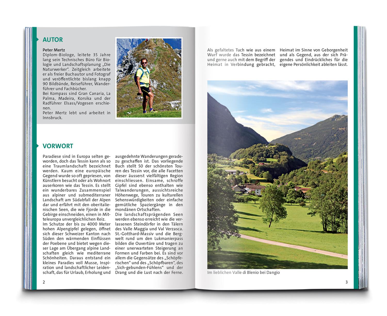 Beispielinhalt (Bild) KOMPASS Wanderführer Tessin, 50 Touren mit Extra-Tourenkarte