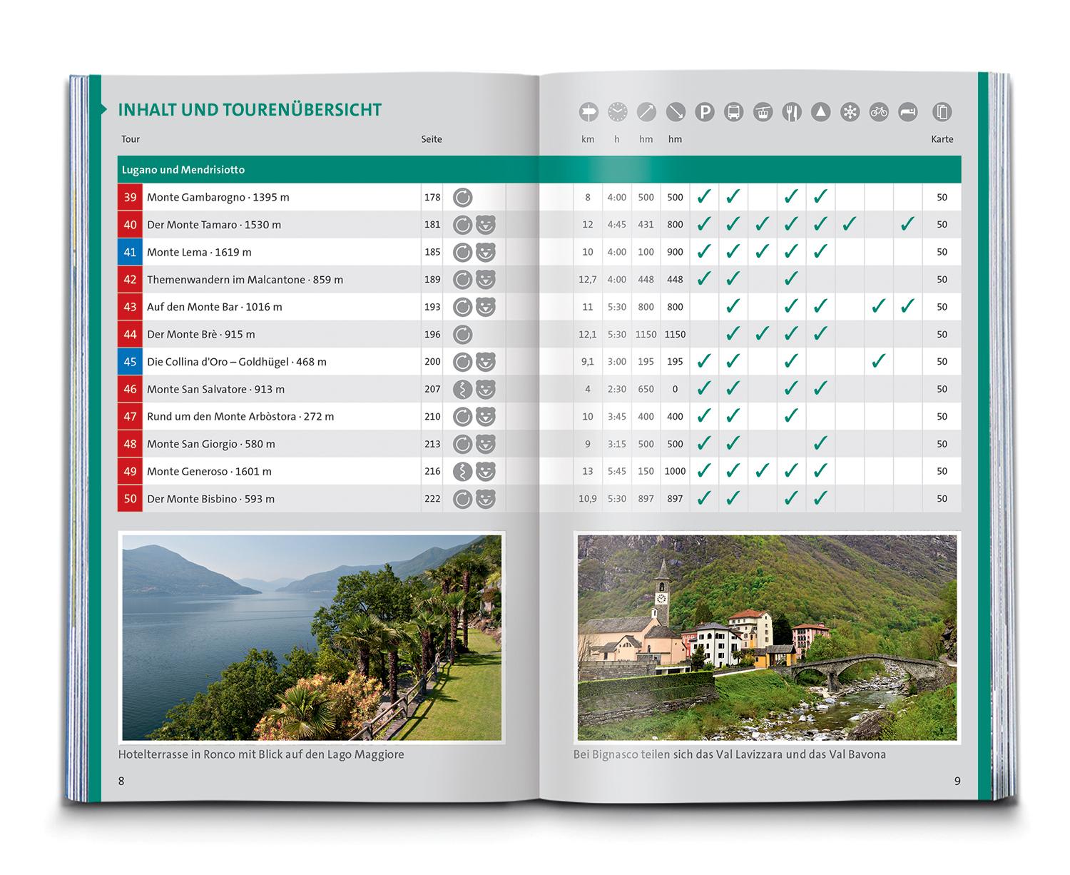 Beispielinhalt (Bild) KOMPASS Wanderführer Tessin, 50 Touren mit Extra-Tourenkarte