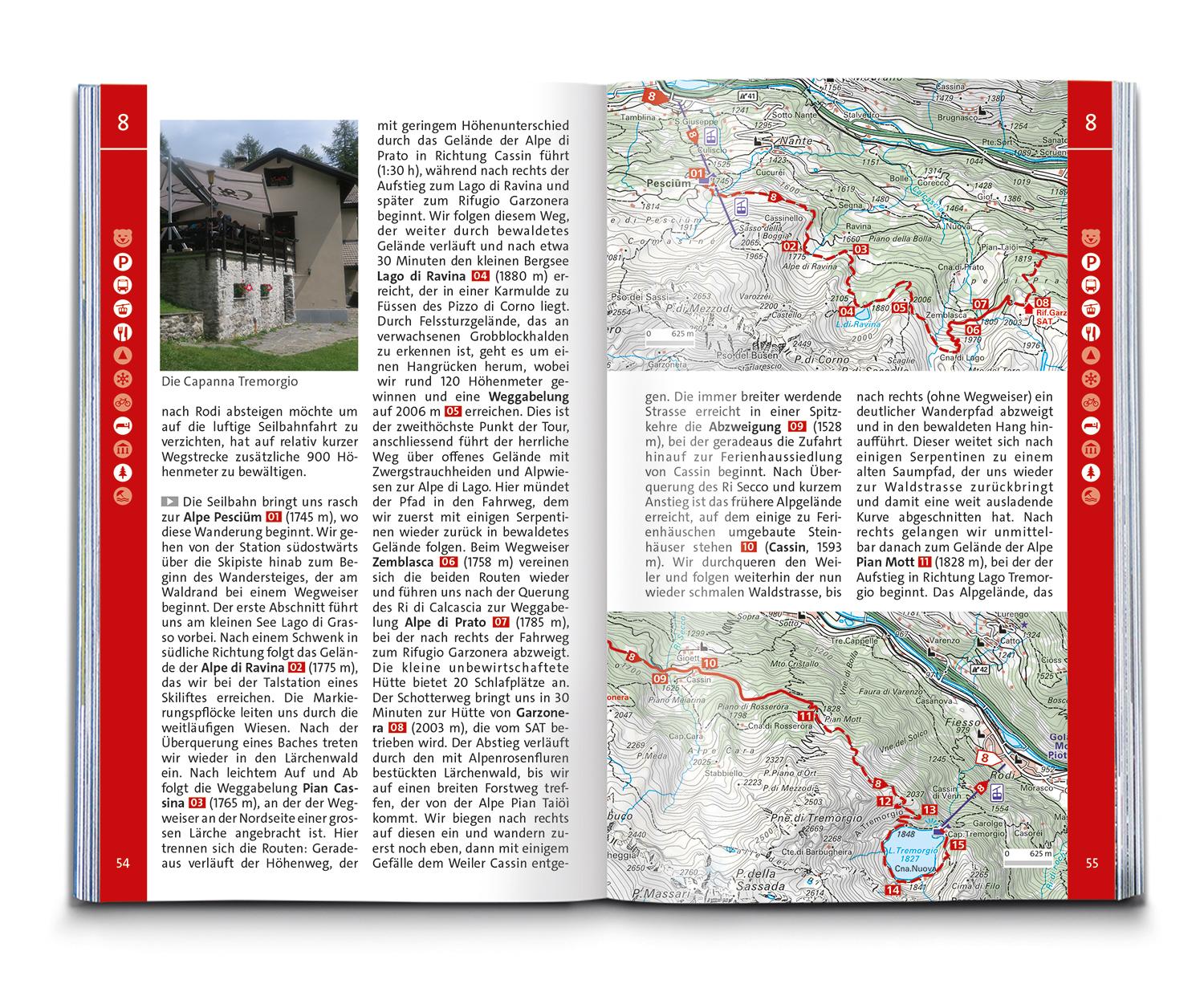 Beispielinhalt (Bild) KOMPASS Wanderführer Tessin, 50 Touren mit Extra-Tourenkarte