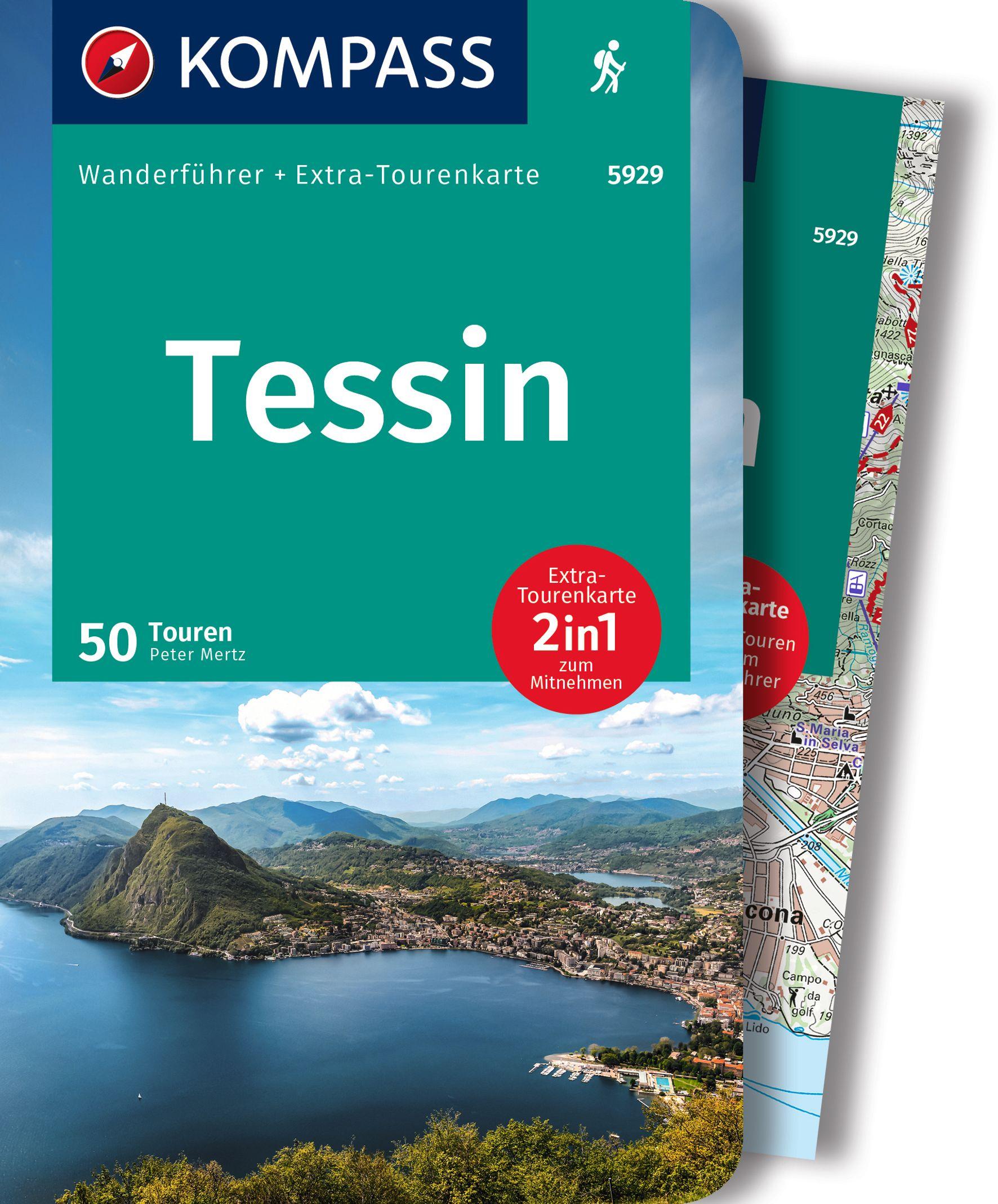 Vorderes Coverbild KOMPASS Wanderführer Tessin, 50 Touren mit Extra-Tourenkarte