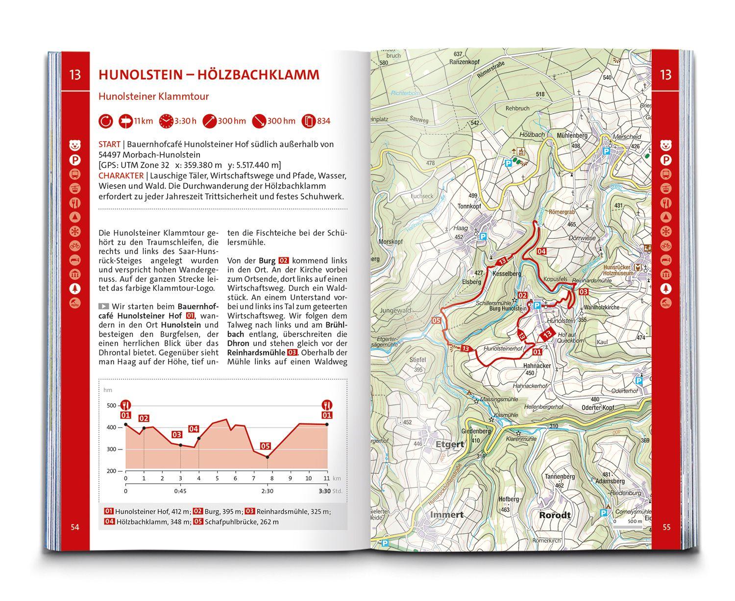 Beispielinhalt (Bild) KOMPASS Wanderführer Hunsrück mit Saar-Hunsrück-Steig, 50 Touren mit Extra-Tourenkarte