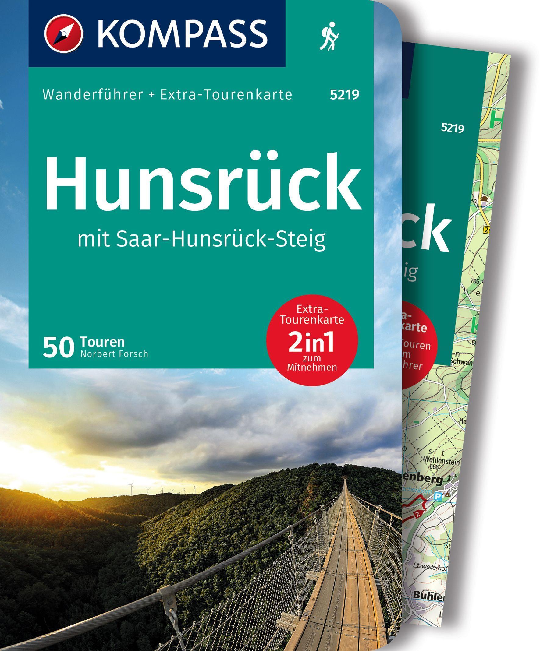 Vorderes Coverbild KOMPASS Wanderführer Hunsrück mit Saar-Hunsrück-Steig, 50 Touren mit Extra-Tourenkarte