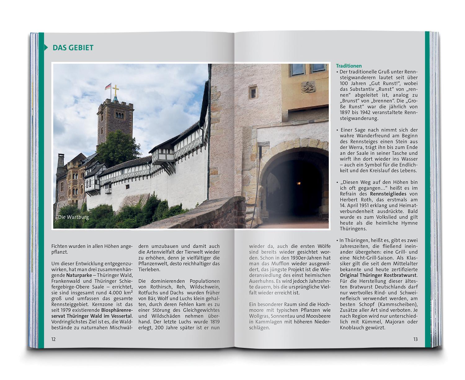 Beispielinhalt (Bild) KOMPASS Wanderführer Rennsteig, 10 Etappen mit Extra-Tourenkarte