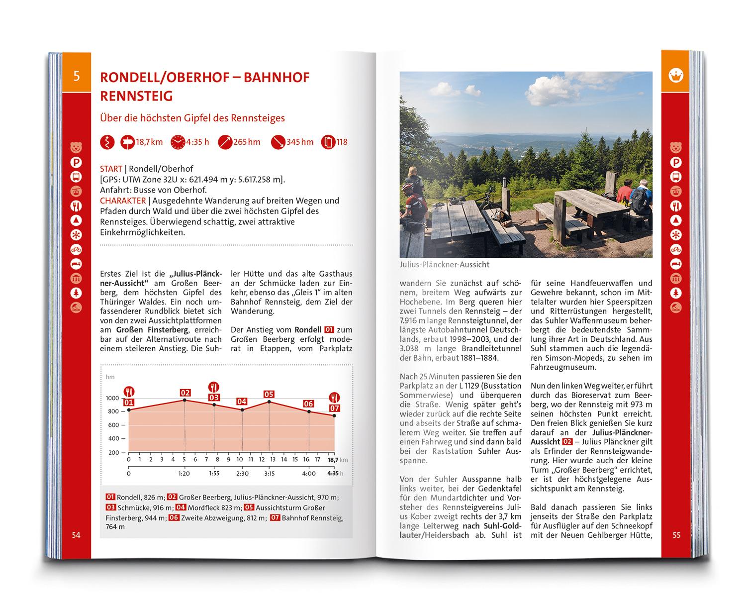 Beispielinhalt (Bild) KOMPASS Wanderführer Rennsteig, 10 Etappen mit Extra-Tourenkarte