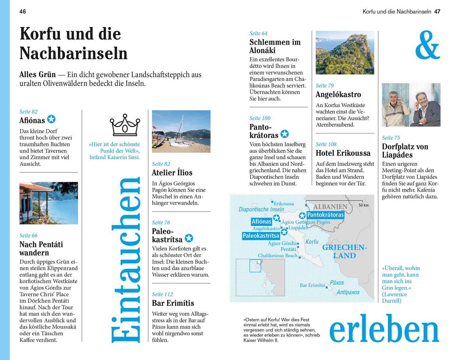 Beispielinhalt (Bild) DuMont Reise-Taschenbuch Reiseführer Korfu & Ionische Inseln