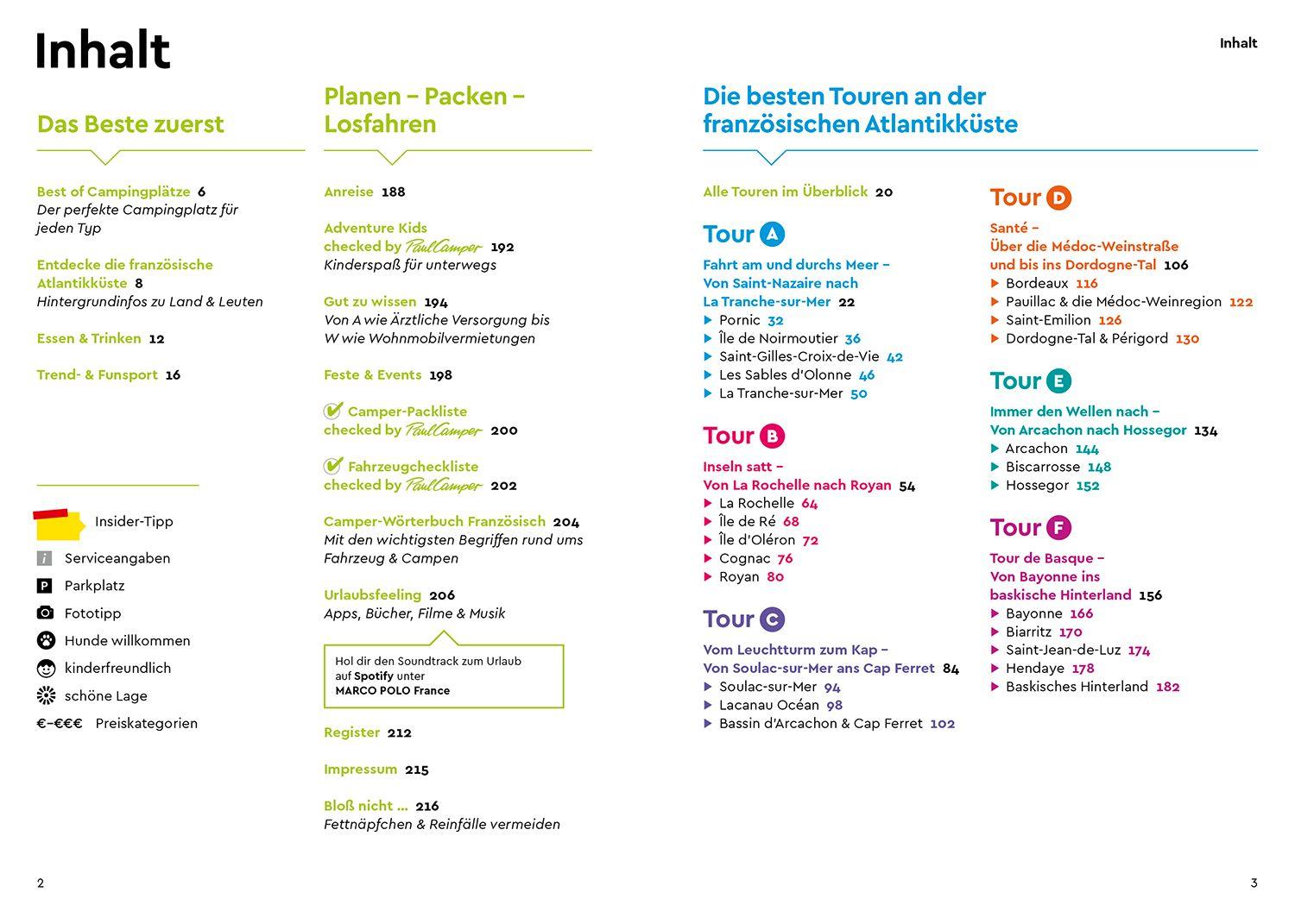 Beispielinhalt (Bild) MARCO POLO Camper Guide Französische Atlantikküste