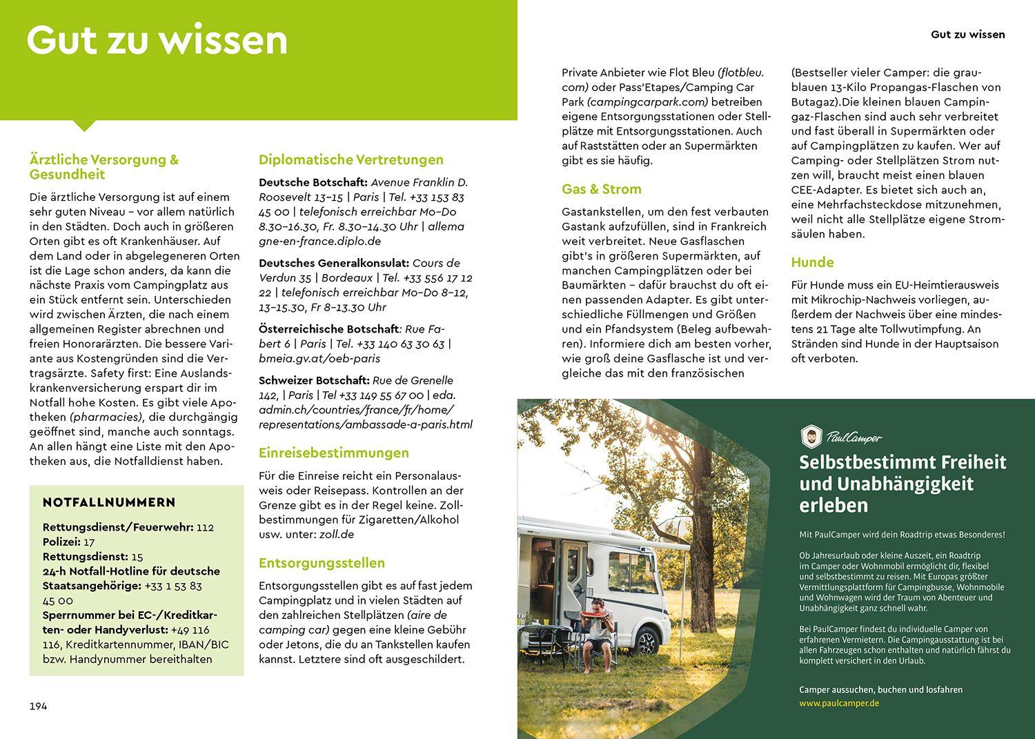 Beispielinhalt (Bild) MARCO POLO Camper Guide Französische Atlantikküste