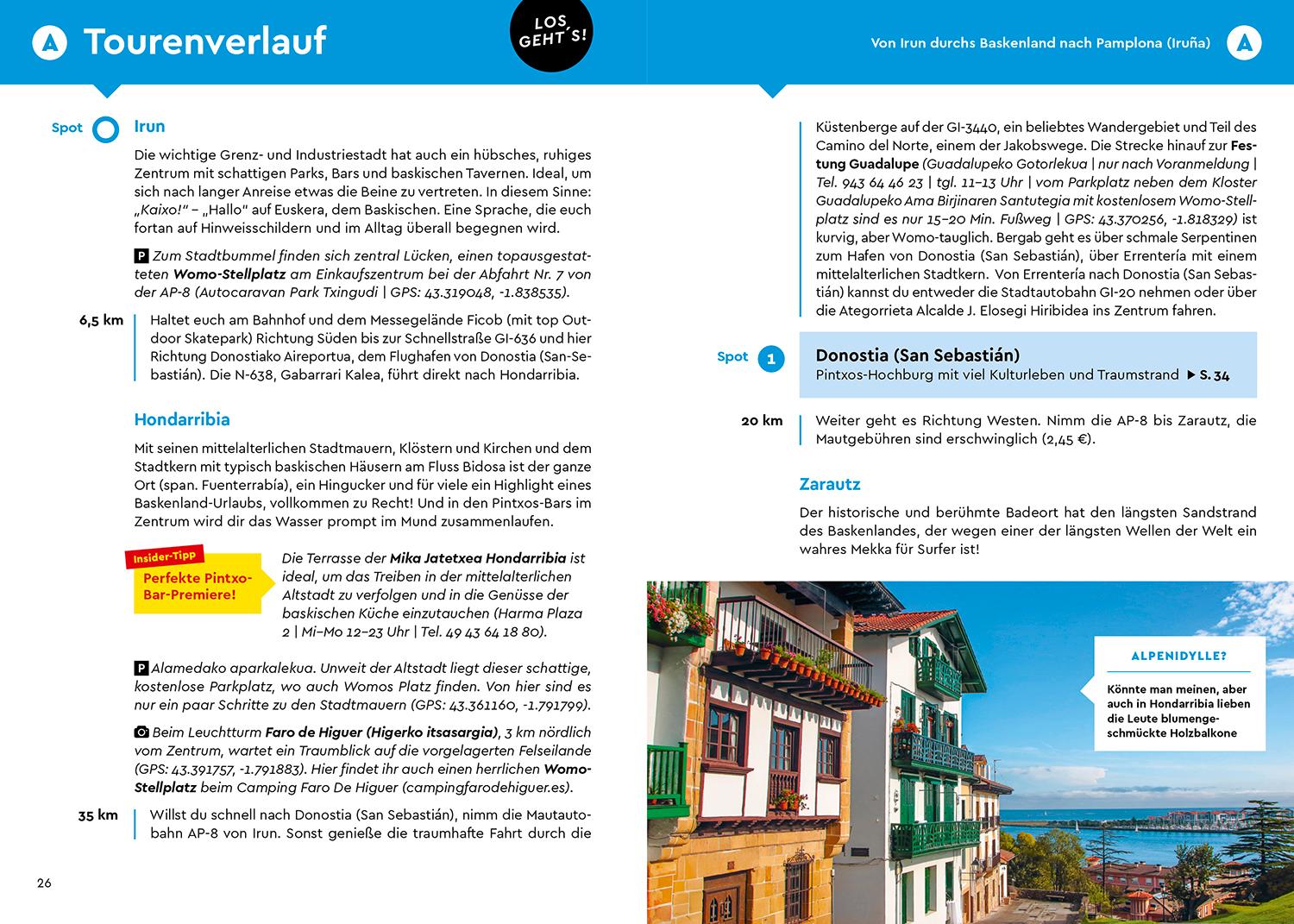 Beispielinhalt (Bild) MARCO POLO Camper Guide Nordspanien, Atlantikküste & Pyrenäen