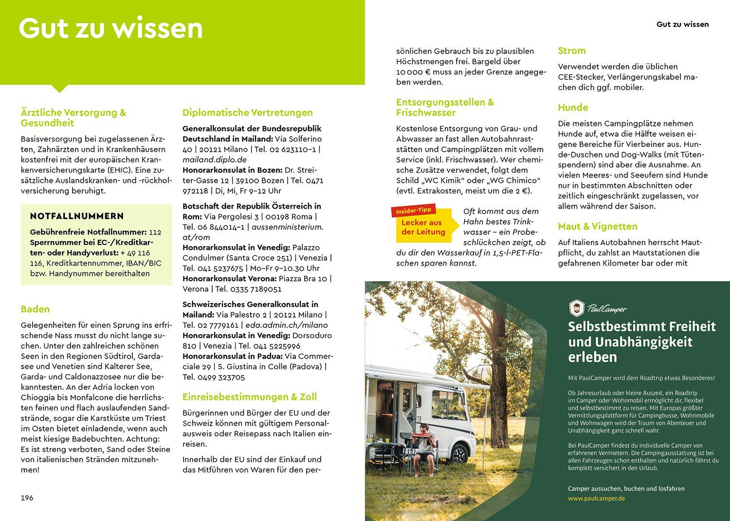 Beispielinhalt (Bild) MARCO POLO Camper Guide Südtirol, Gardasee & Venetien