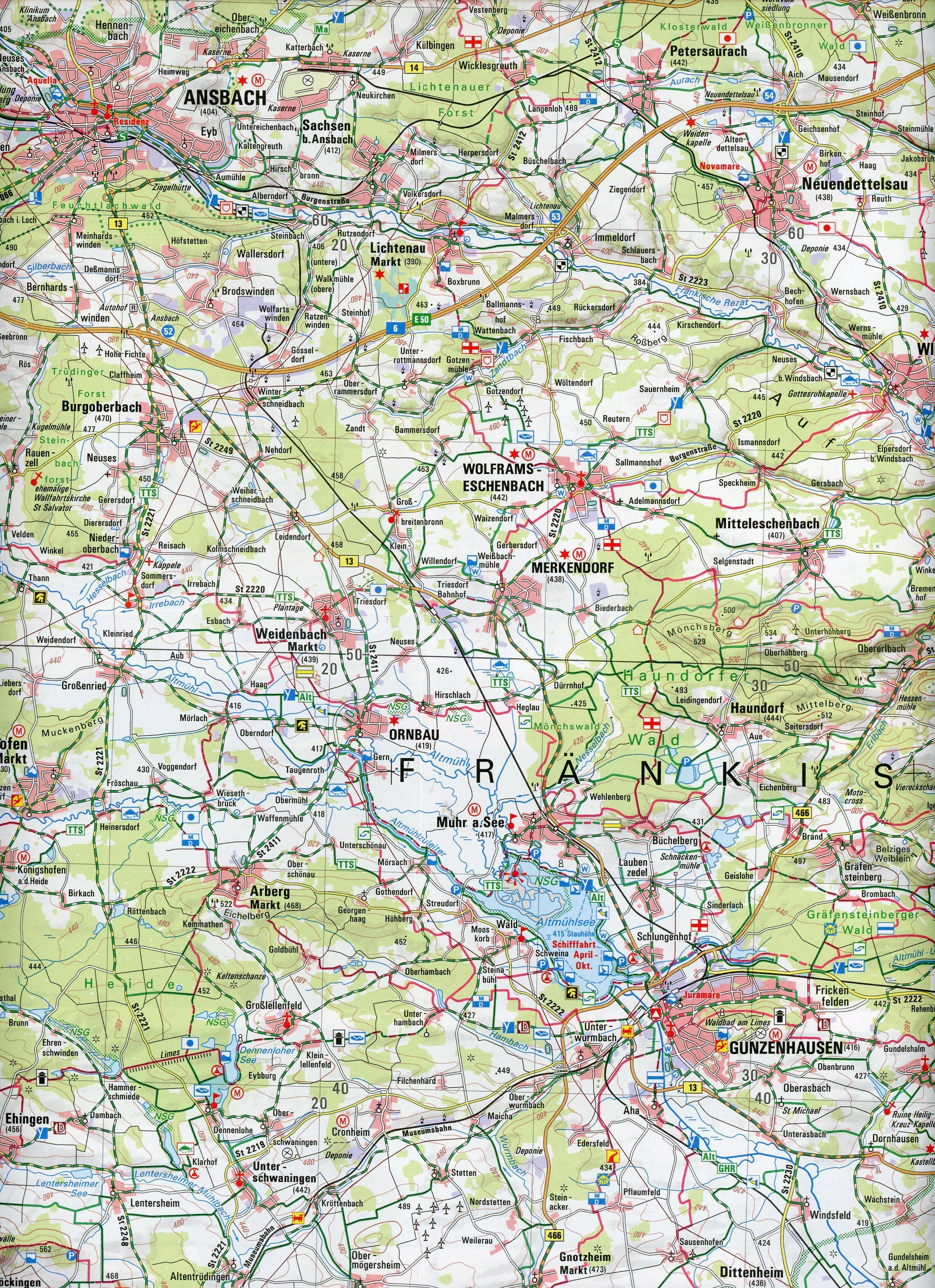 Beispielinhalt (Bild) Fränkisches Seenland 1:100 000