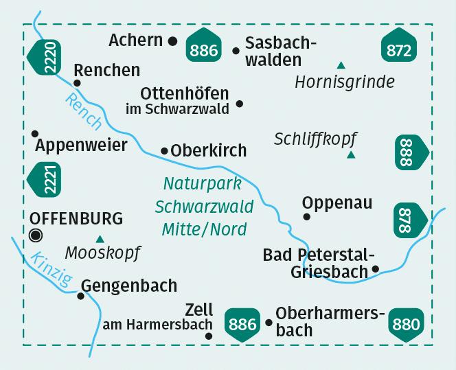 Beispielinhalt (Bild) KOMPASS Wanderkarte 877 Oberkirch, Hornisgrinde, Gengenbach, Oppenau, Bad Peterstal-Griesbach 1:25.000