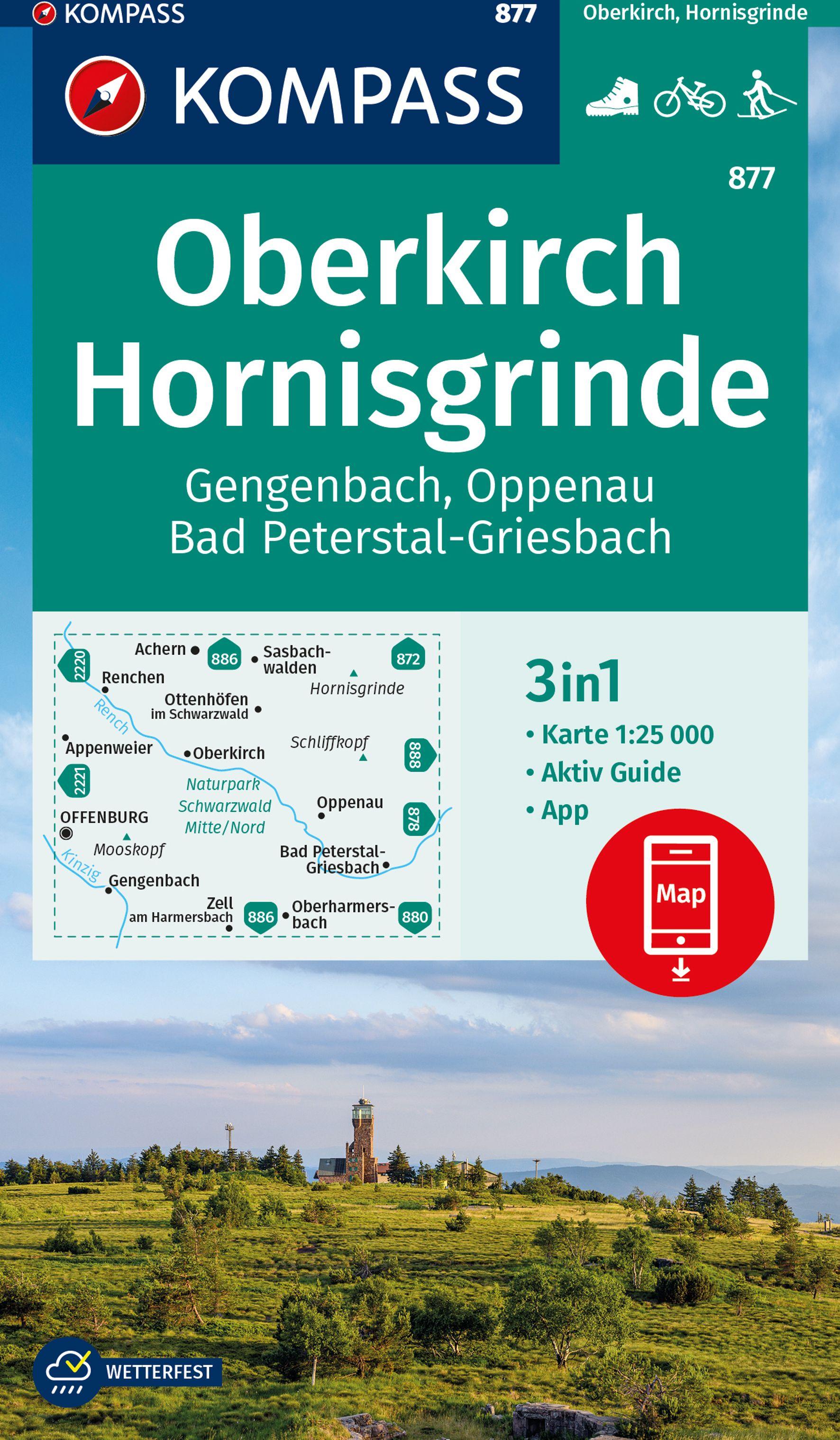 Vorderes Coverbild KOMPASS Wanderkarte 877 Oberkirch, Hornisgrinde, Gengenbach, Oppenau, Bad Peterstal-Griesbach 1:25.000