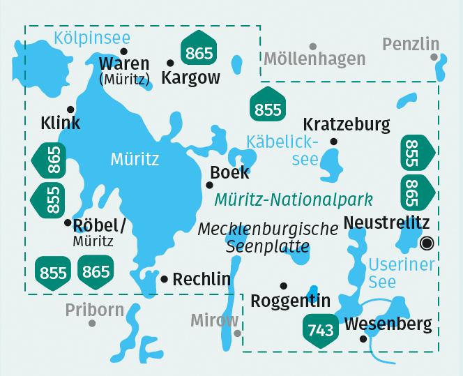 Beispielinhalt (Bild) KOMPASS Wanderkarte 853 Müritz-Nationalpark 1:25.000