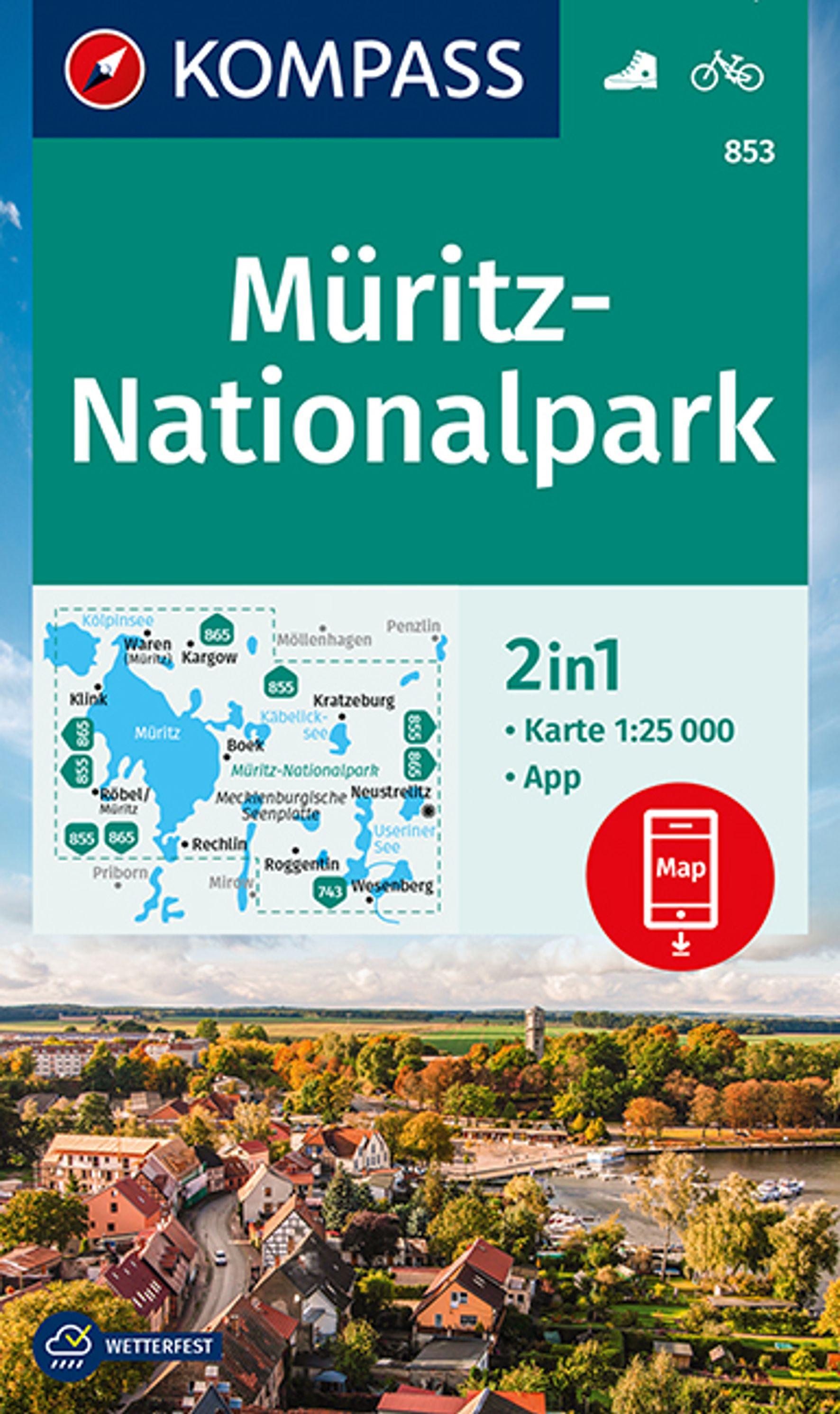 Vorderes Coverbild KOMPASS Wanderkarte 853 Müritz-Nationalpark 1:25.000