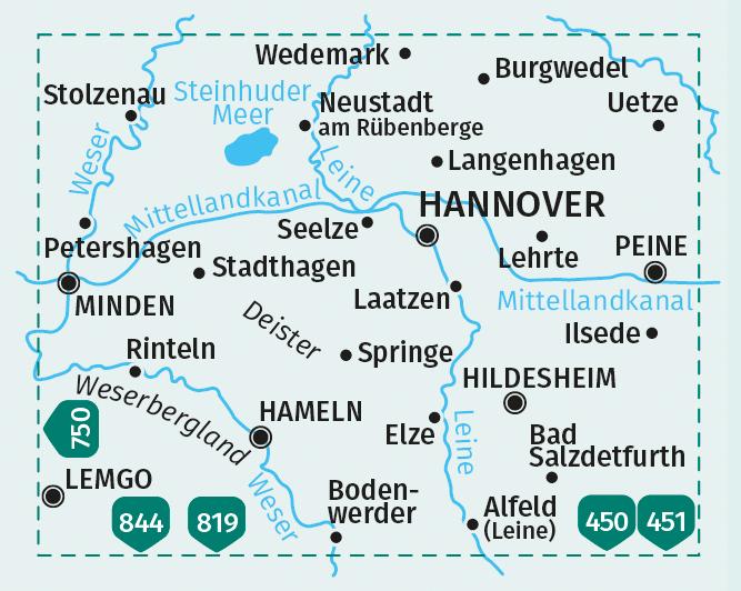Beispielinhalt (Bild) KOMPASS Wanderkarten-Set 848 Hannover und Umgebung (2 Karten) 1:50.000