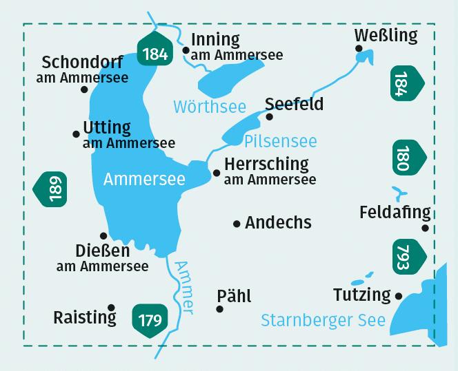 Beispielinhalt (Bild) KOMPASS Wanderkarte 791 Ammersee, Wörthsee, Pilsensee 1:25.000