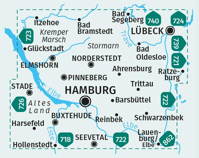 Beispielinhalt (Bild) KOMPASS Wanderkarten-Set 725 Hamburg und Umgebung (2 Karten) 1:50.000