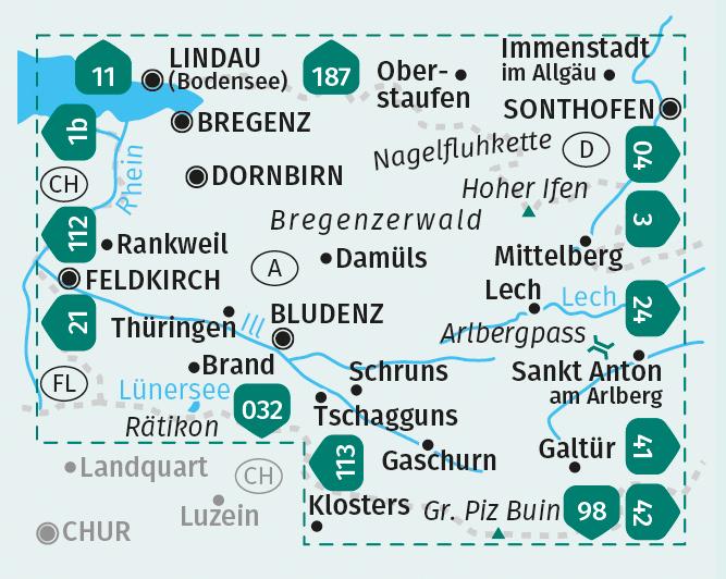 Beispielinhalt (Bild) KOMPASS Wanderkarten-Set 292 Vorarlberg (2 Karten) 1:50.000