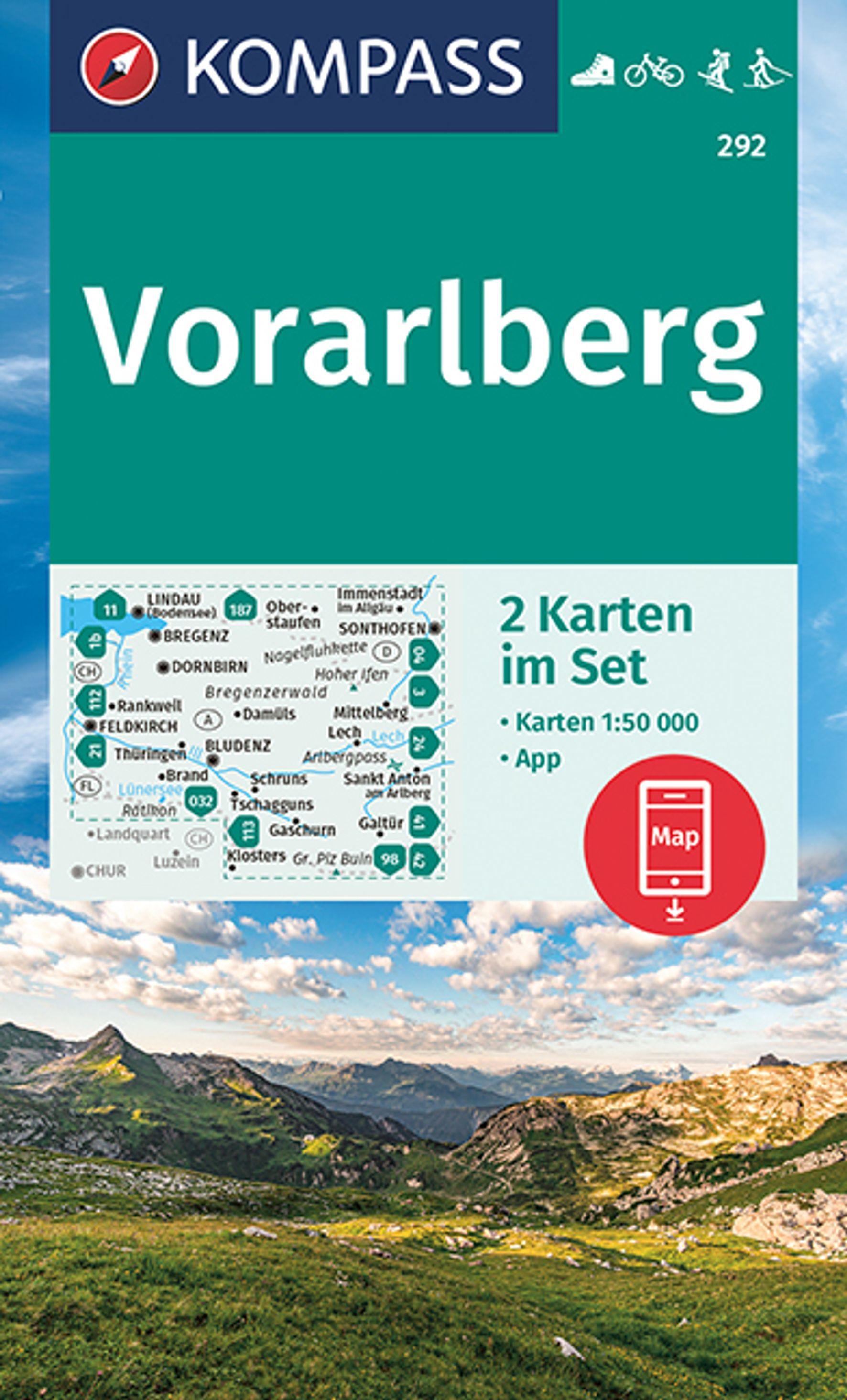 Vorderes Coverbild KOMPASS Wanderkarten-Set 292 Vorarlberg (2 Karten) 1:50.000