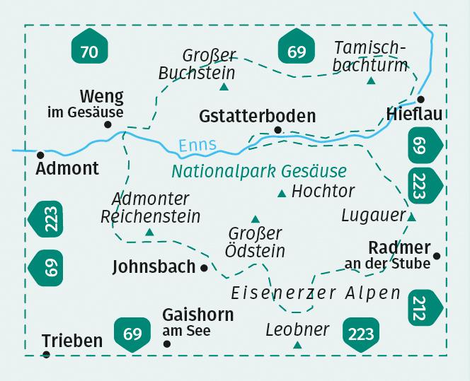 Beispielinhalt (Bild) KOMPASS Wanderkarte 206 Nationalpark Gesäuse 1:25.000