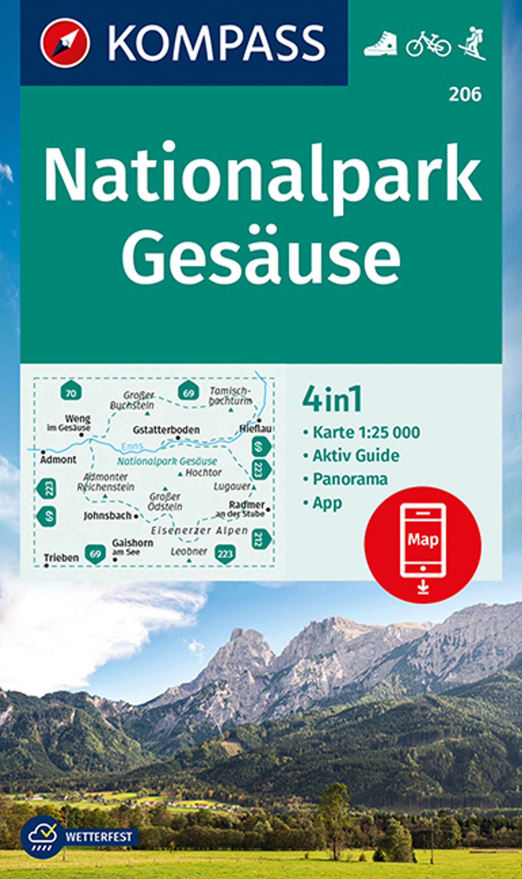Vorderes Coverbild KOMPASS Wanderkarte 206 Nationalpark Gesäuse 1:25.000
