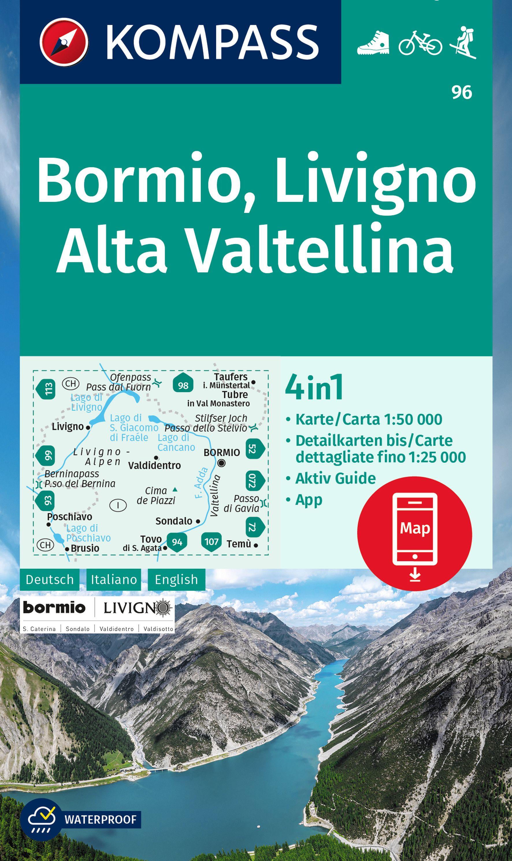 Vorderes Coverbild KOMPASS Wanderkarte 96 Bormio, Livigno, Alta Valtellina 1:50.000