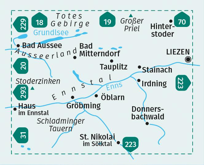 Beispielinhalt (Bild) KOMPASS Wanderkarte 68 Ausseerland, Ennstal, Tauplitz 1:50.000