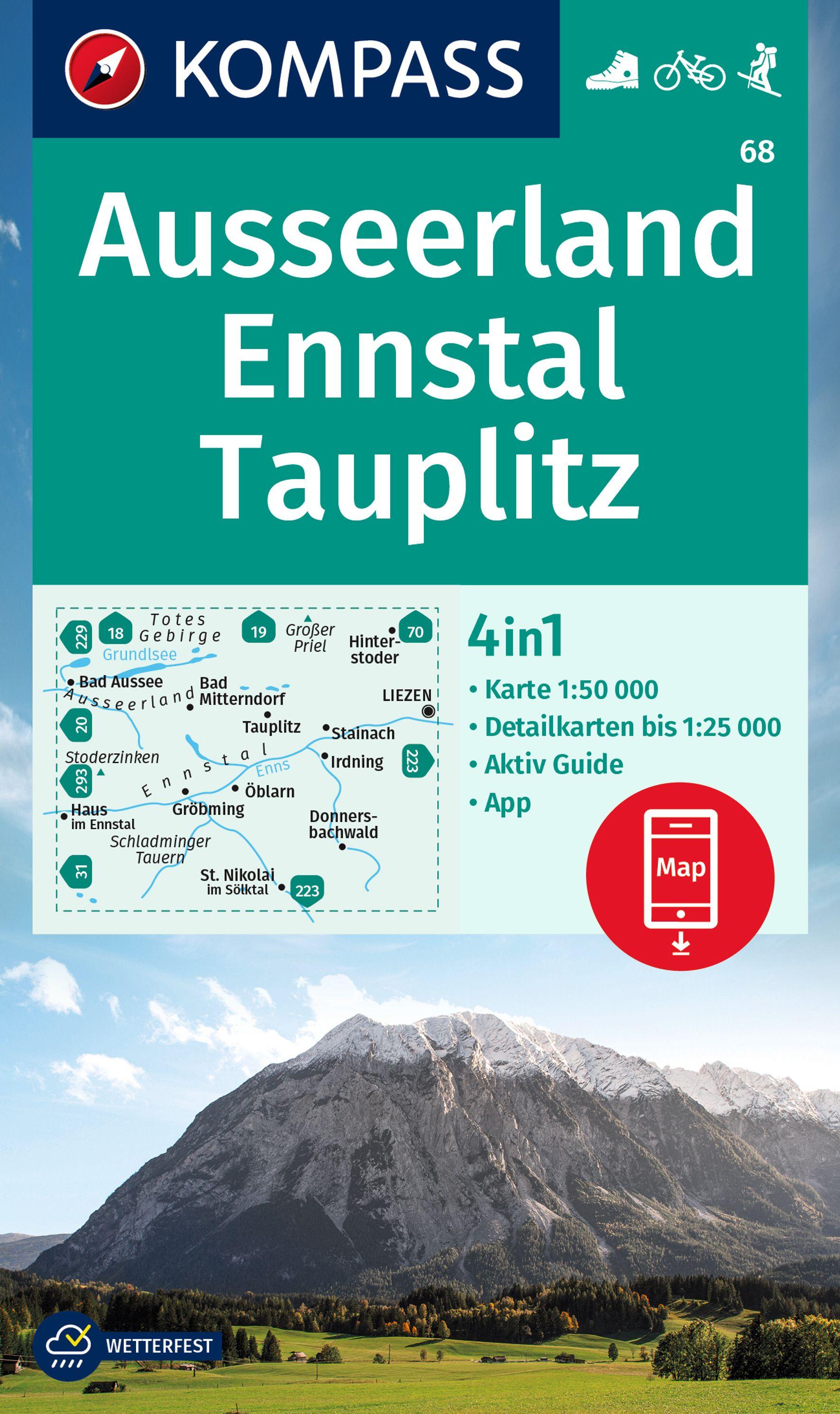 Vorderes Coverbild KOMPASS Wanderkarte 68 Ausseerland, Ennstal, Tauplitz 1:50.000