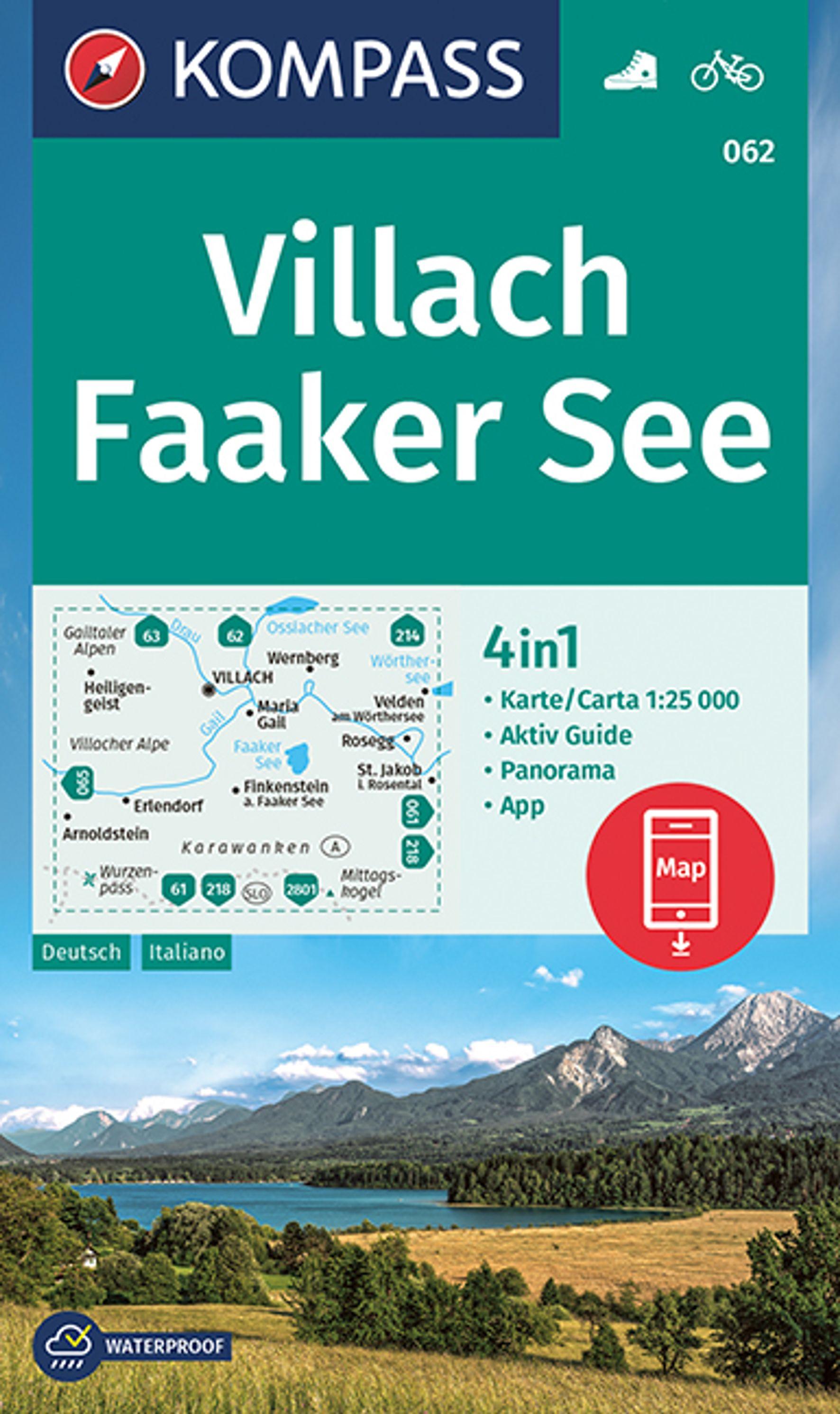 Vorderes Coverbild KOMPASS Wanderkarte 062 Villach, Faaker See 1:25.000