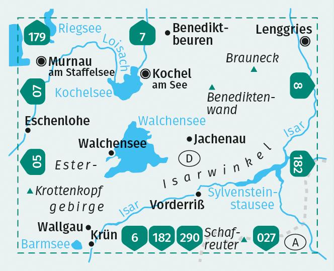 Beispielinhalt (Bild) KOMPASS Wanderkarte 06 Walchensee, Kochelsee, Sylvensteinstausee 1:25.000