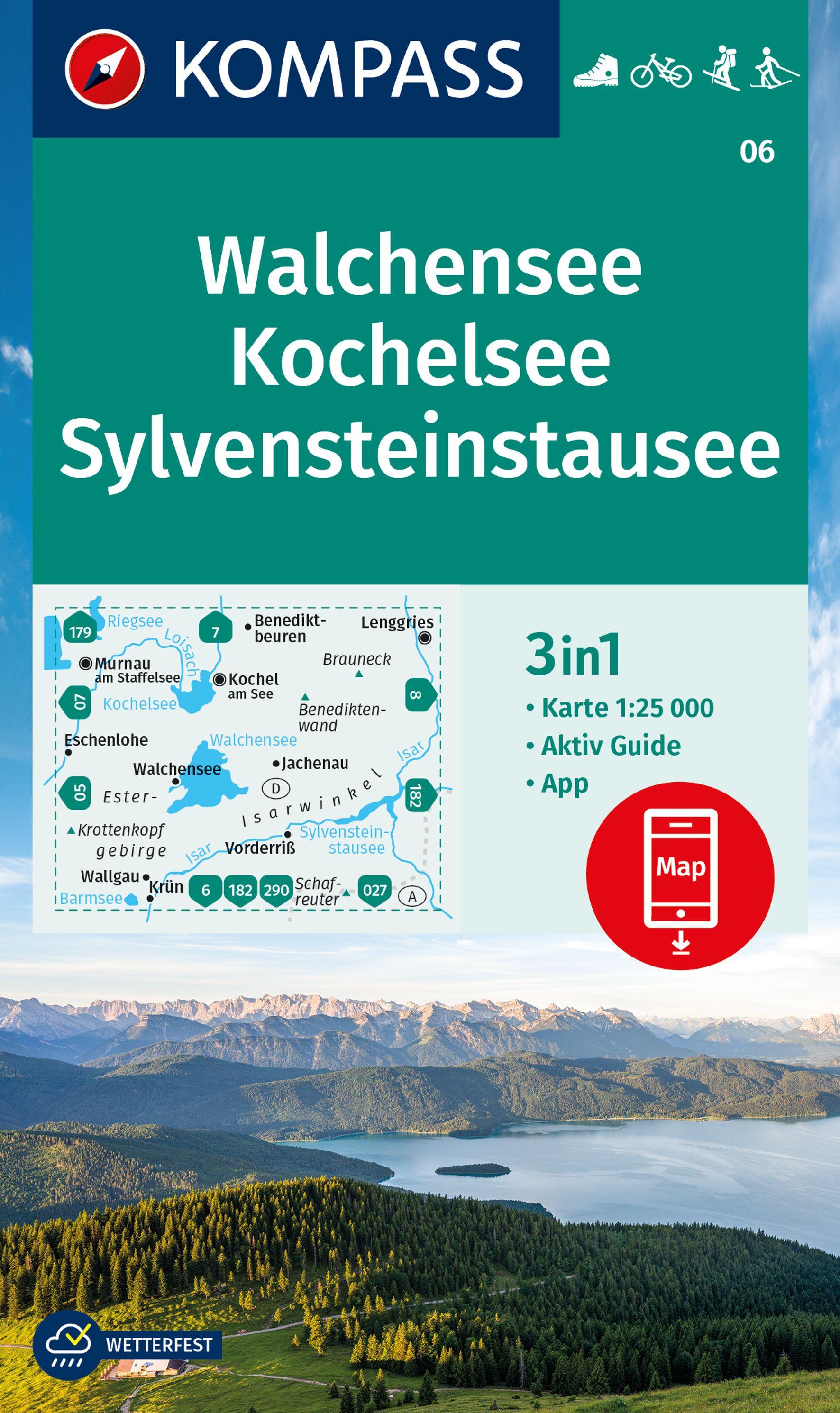 Vorderes Coverbild KOMPASS Wanderkarte 06 Walchensee, Kochelsee, Sylvensteinstausee 1:25.000