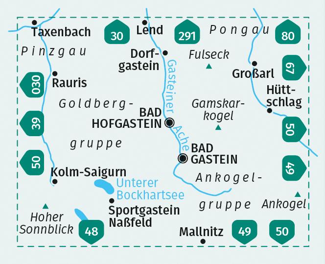 Beispielinhalt (Bild) KOMPASS Wanderkarte 040 Bad Gastein, Bad Hofgastein, Dorfgastein 1:35.000